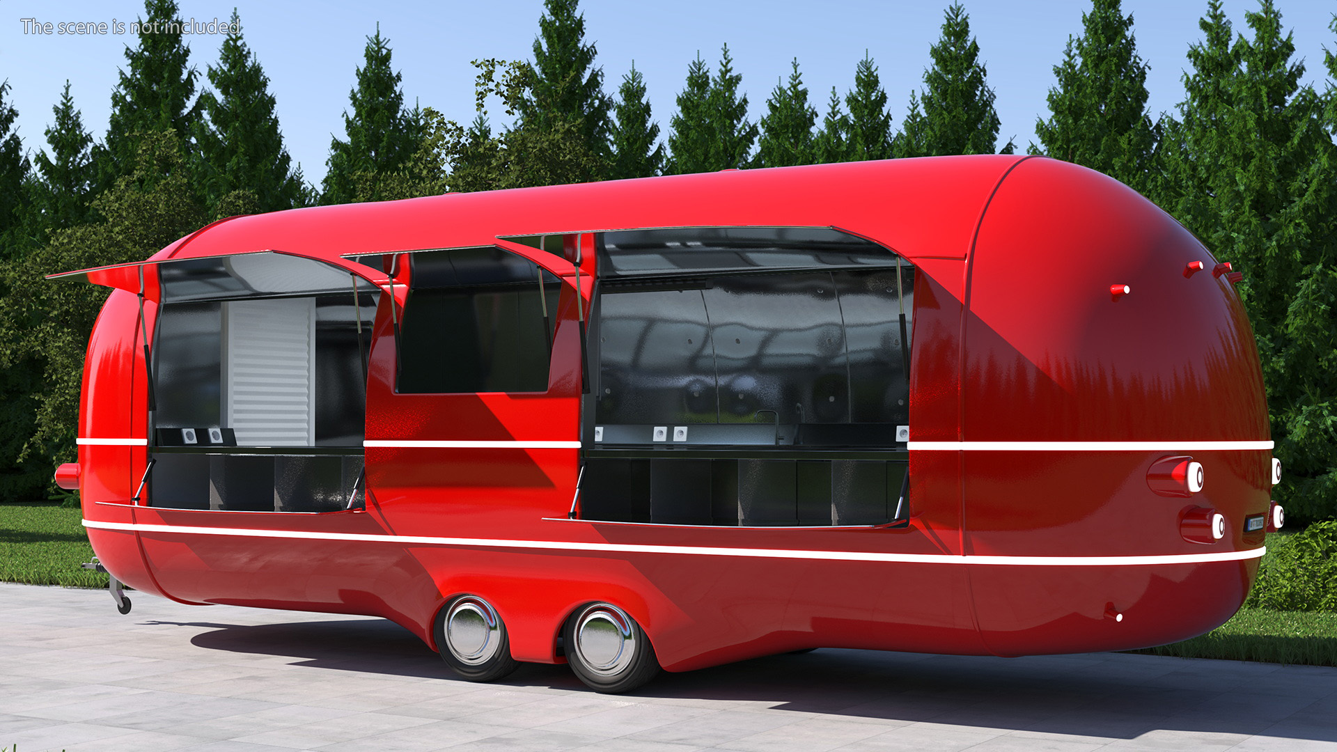 3D Modern Food Truck Red