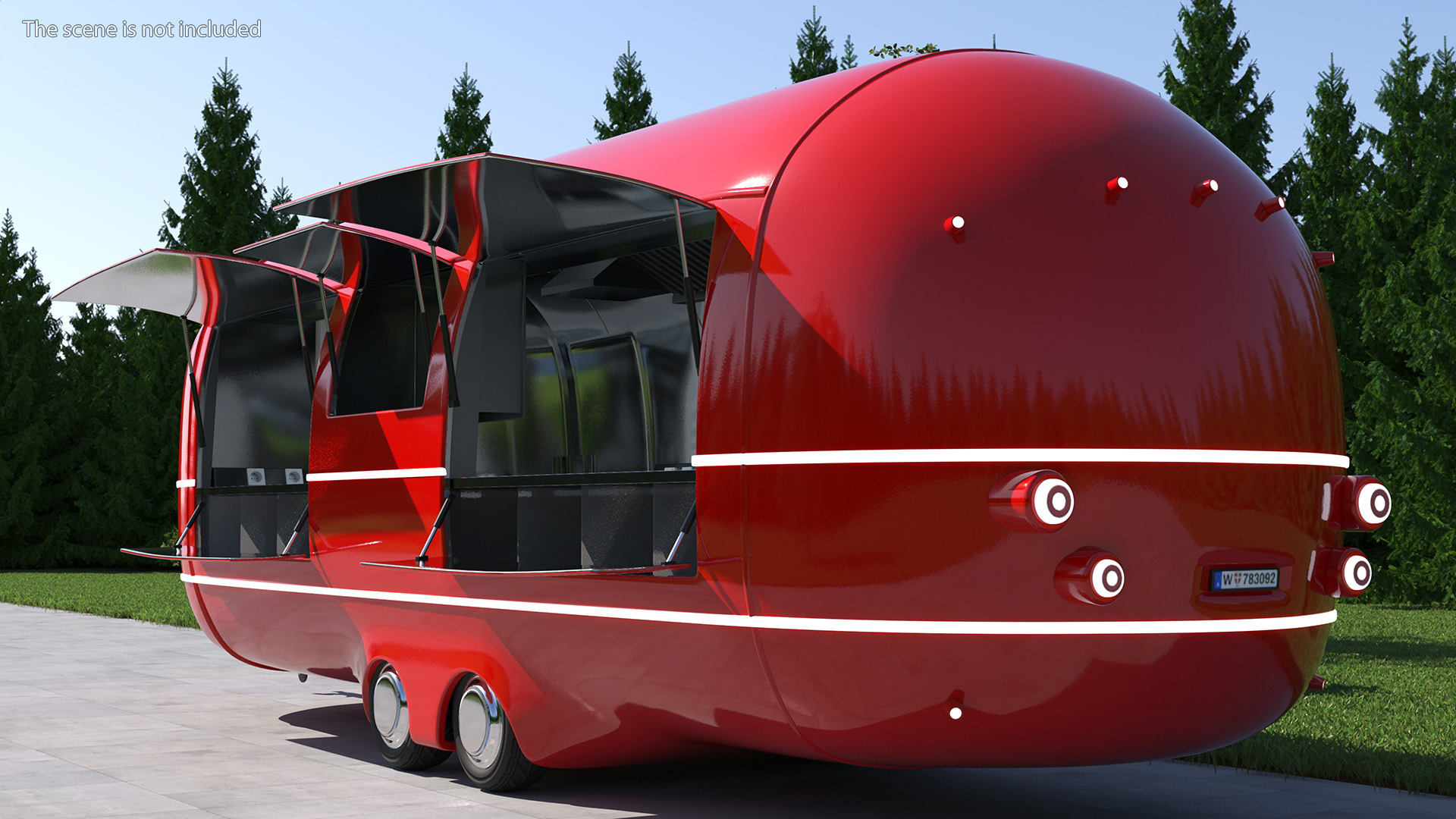 3D Modern Food Truck Red