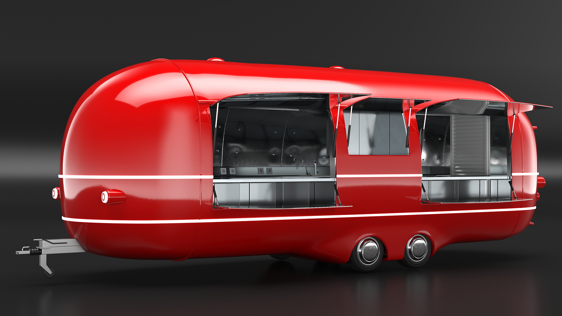 3D Modern Food Truck Red