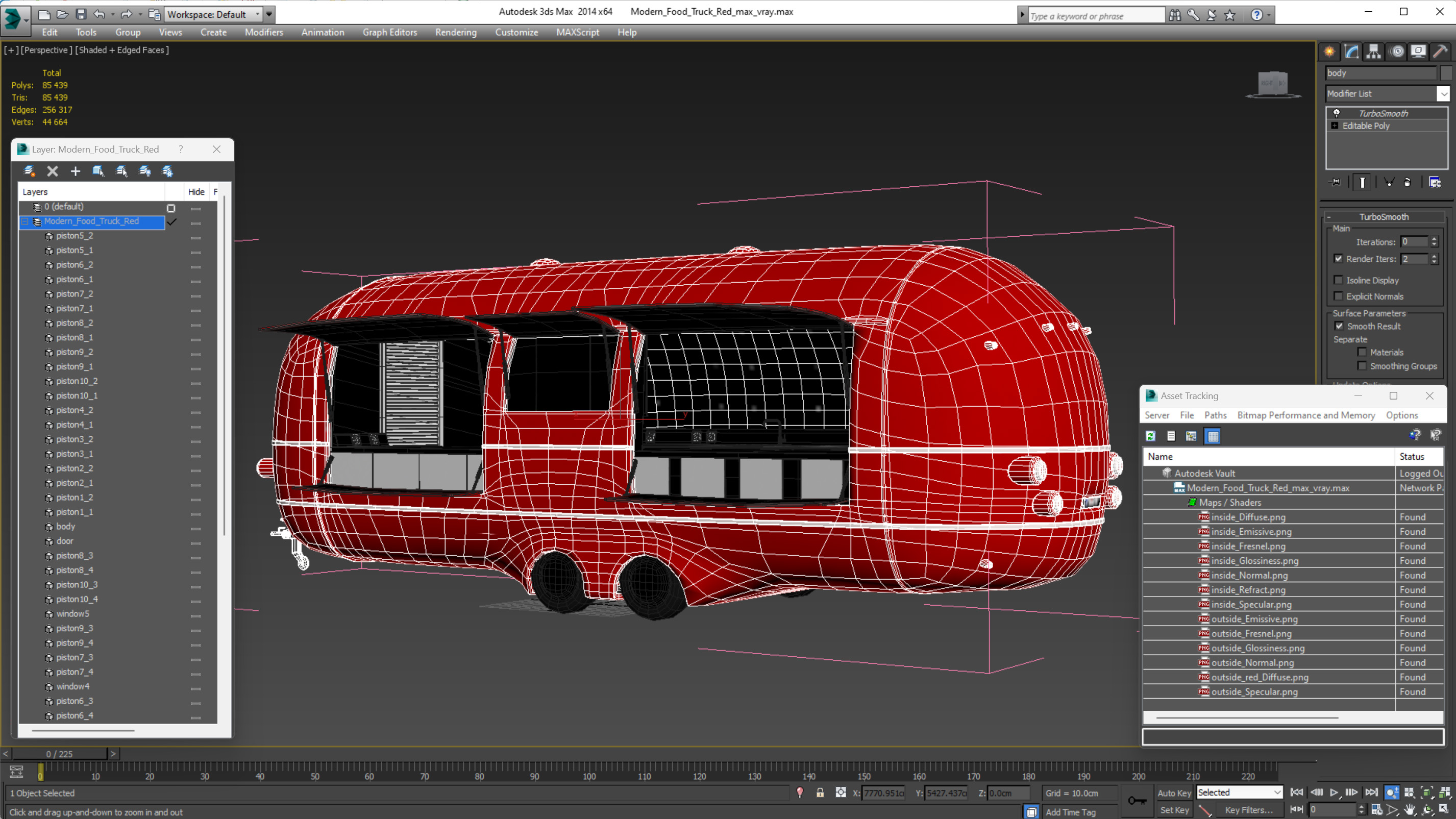 3D Modern Food Truck Red