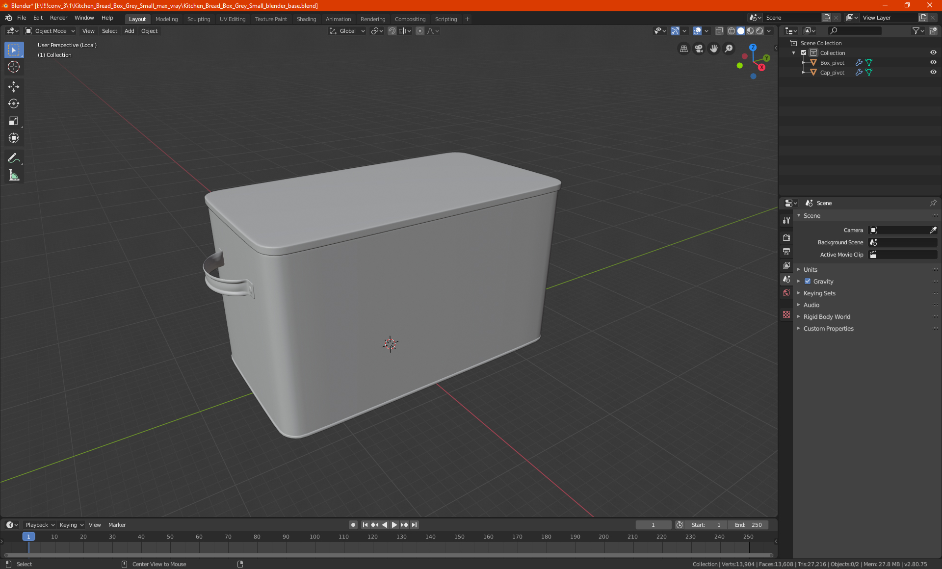 Kitchen Bread Box White Small 3D model