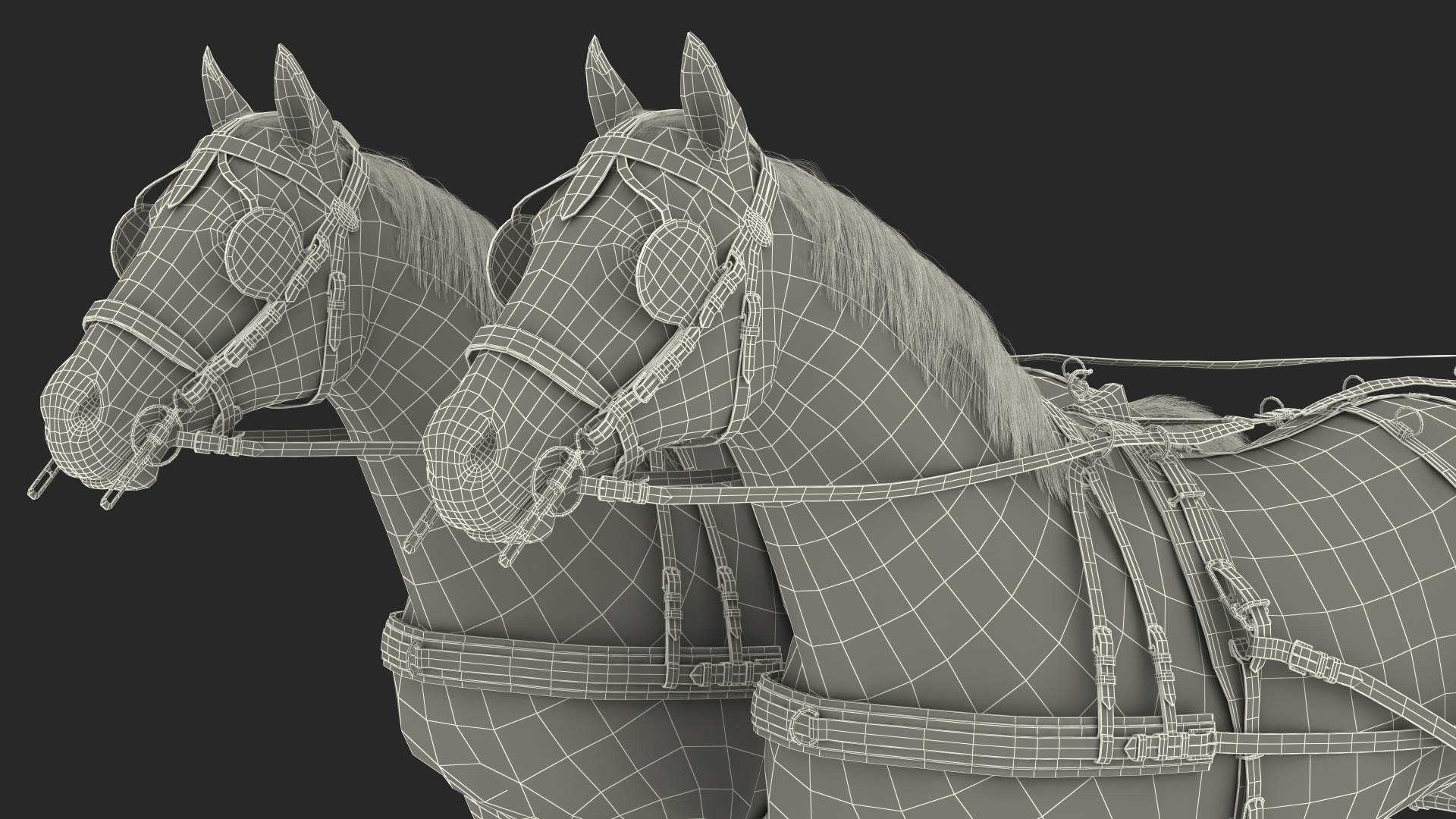 3D Stagecoach with Horses Fur