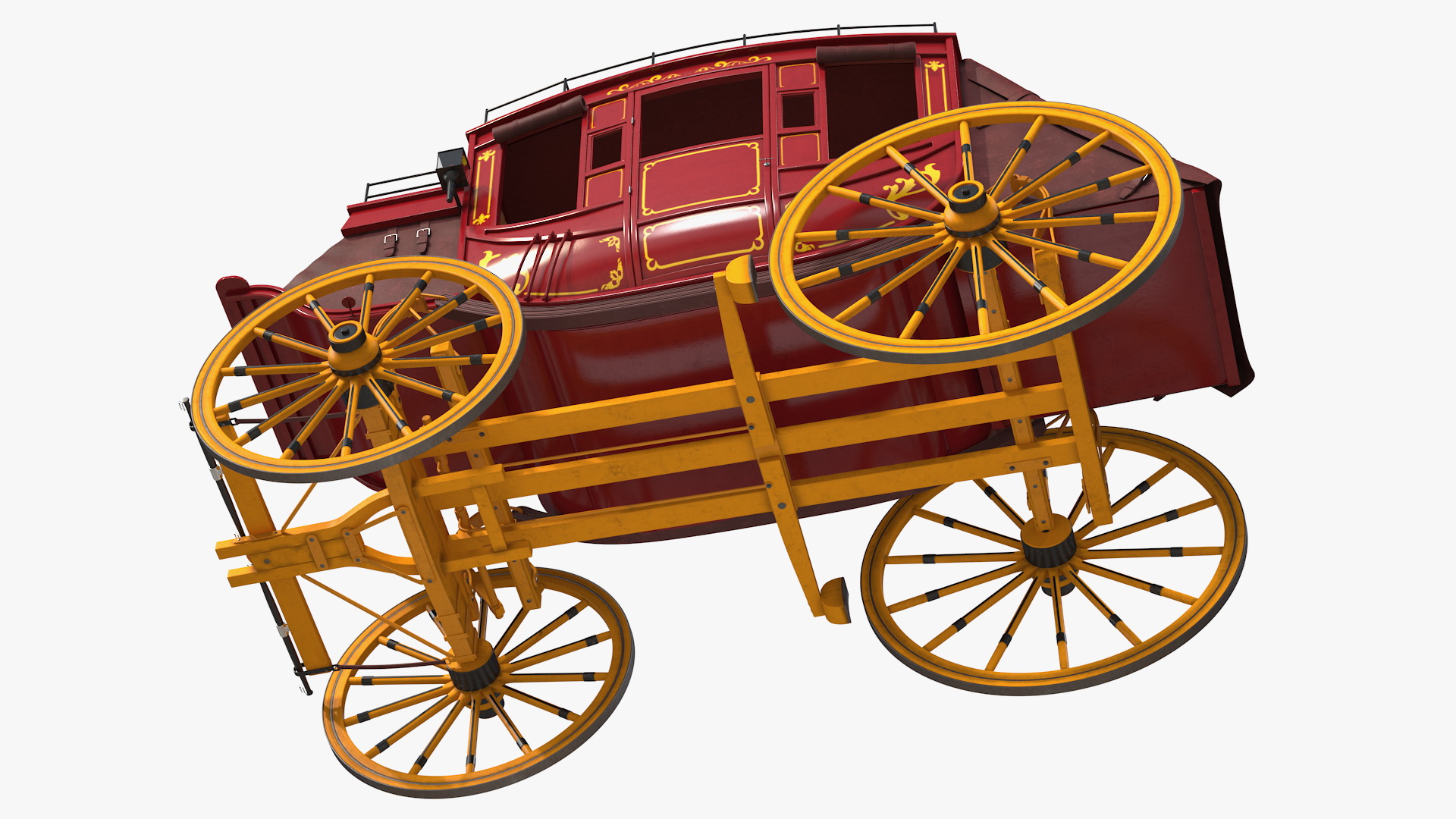 3D Stagecoach with Horses Fur