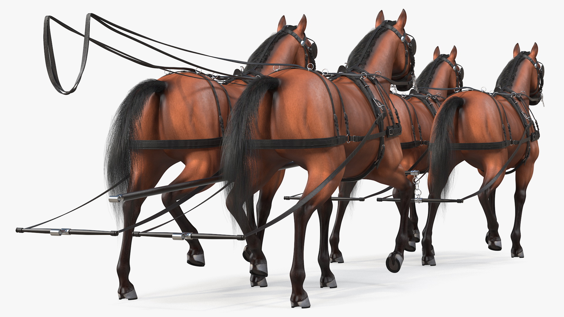 3D Stagecoach with Horses Fur