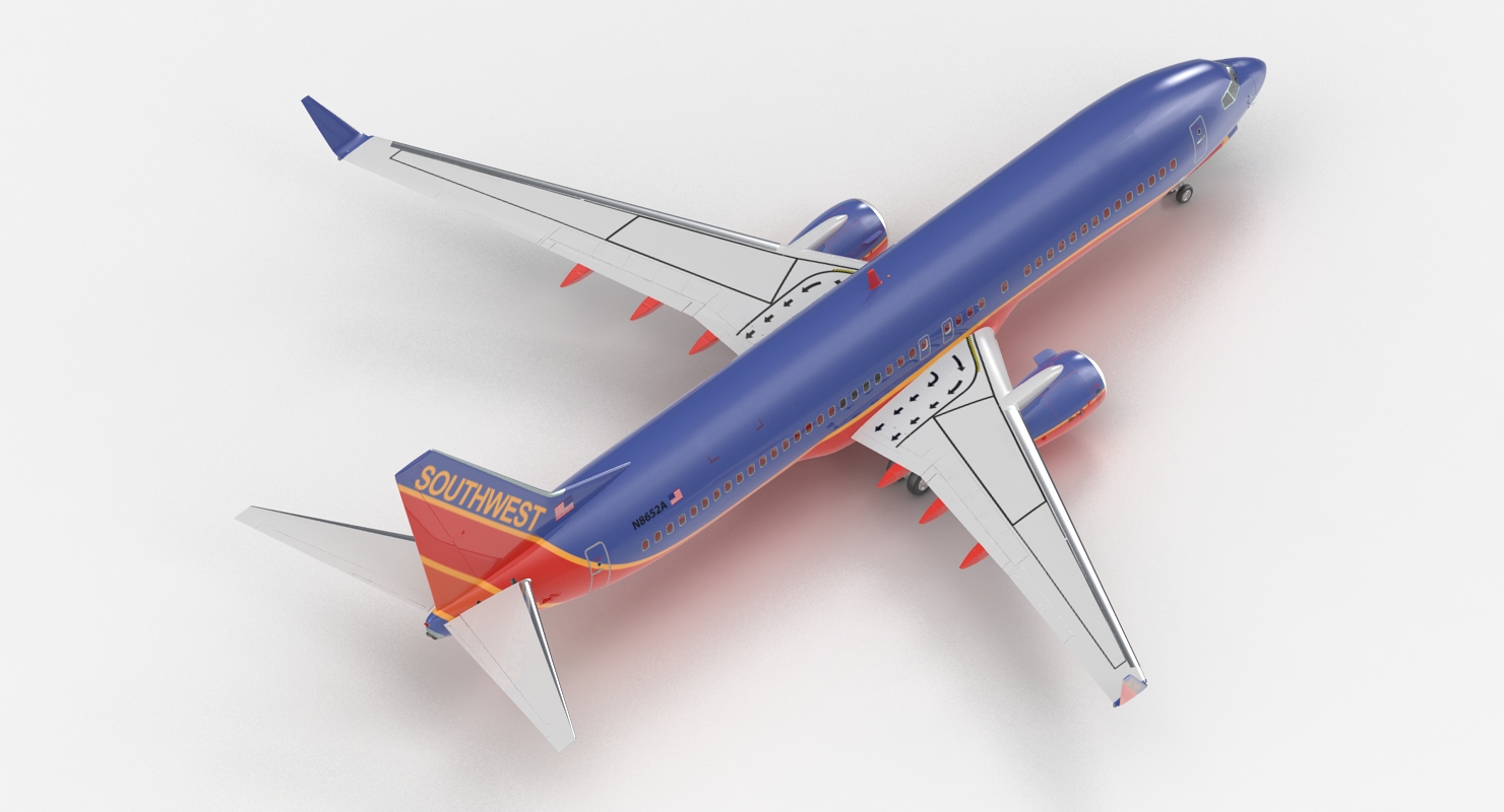 3D model Boeing 737 800 Southwest Airlines Rigged