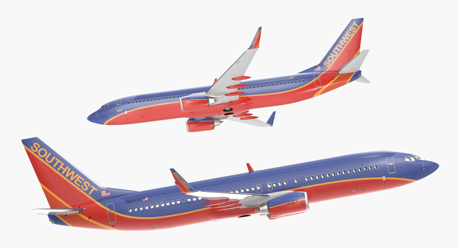 3D model Boeing 737 800 Southwest Airlines Rigged