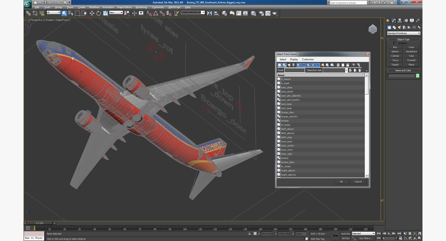 3D model Boeing 737 800 Southwest Airlines Rigged