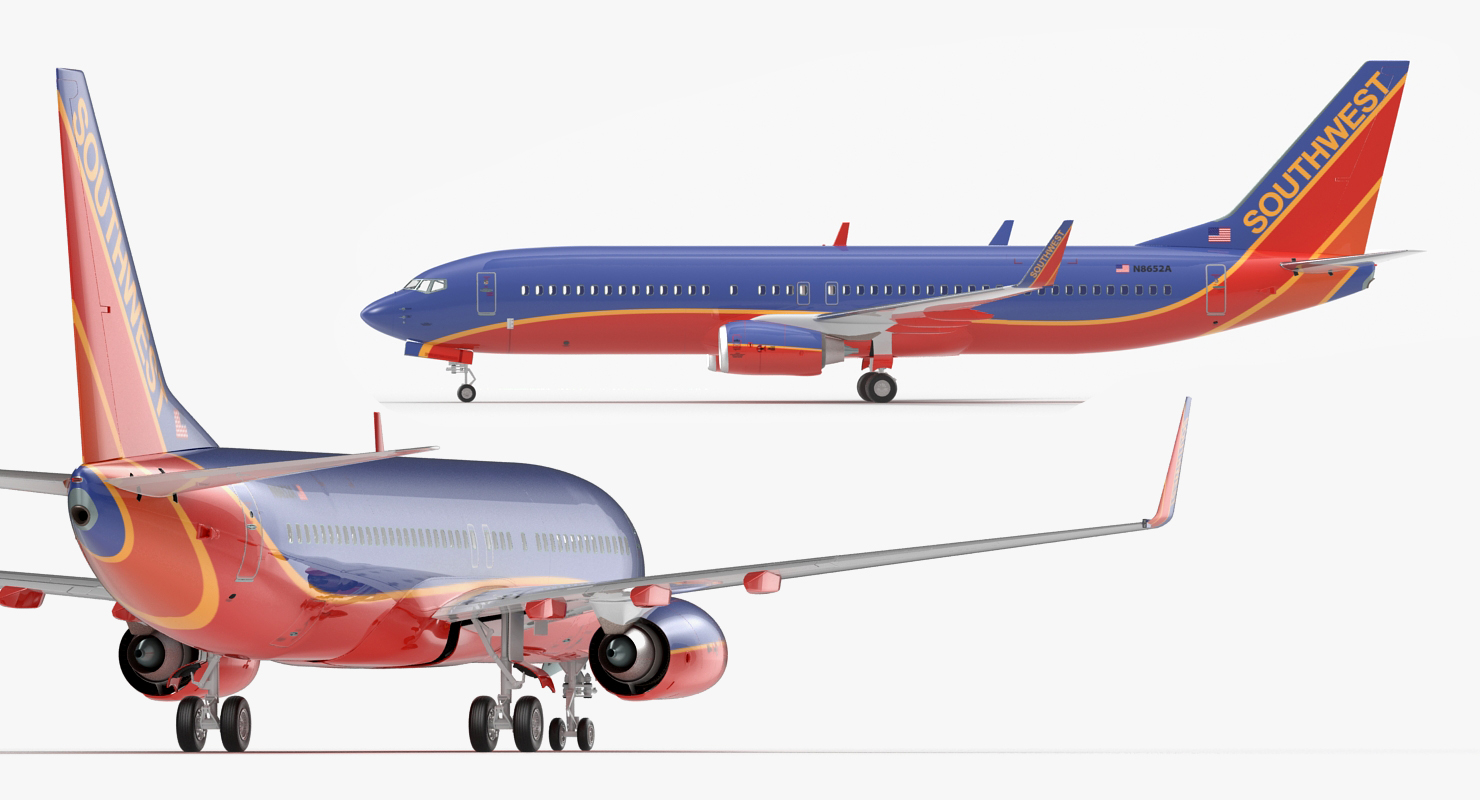 3D model Boeing 737 800 Southwest Airlines Rigged