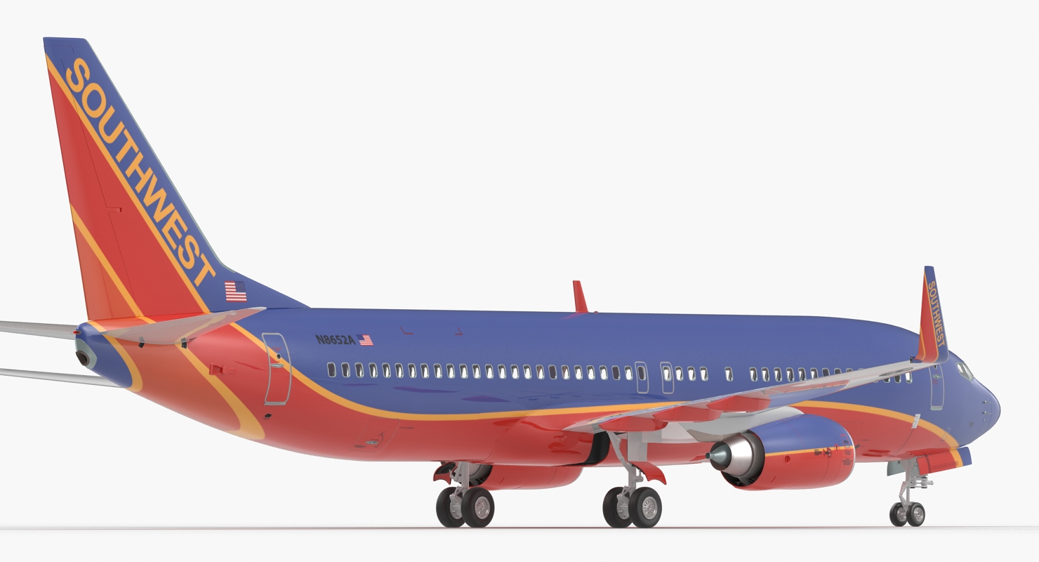 3D model Boeing 737 800 Southwest Airlines Rigged