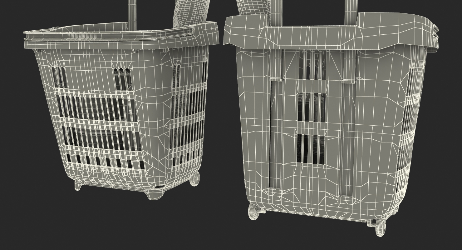 Plastic Roll Shopping Basket with Goods 3D model