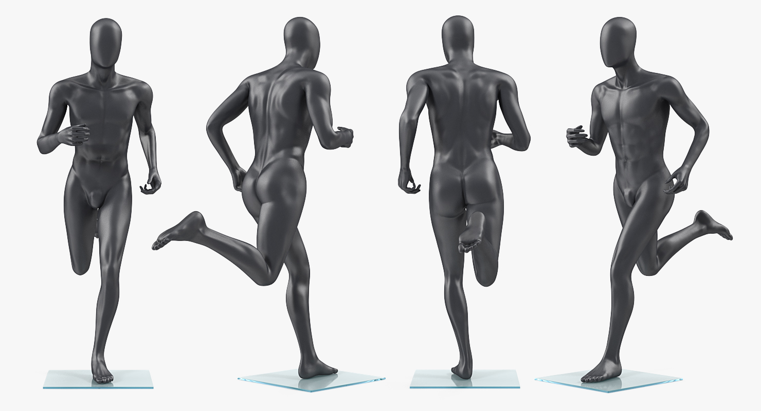 Running Male Dark Grey Mannequin 3D