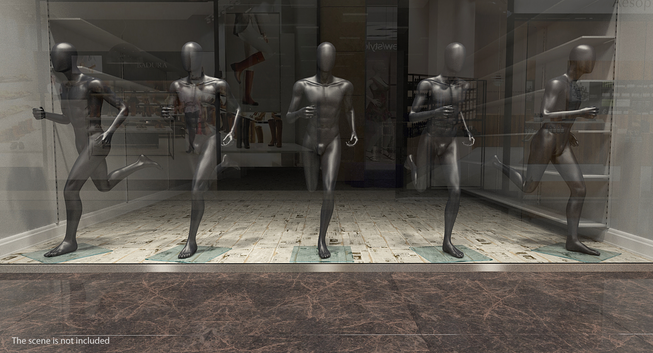 Running Male Dark Grey Mannequin 3D