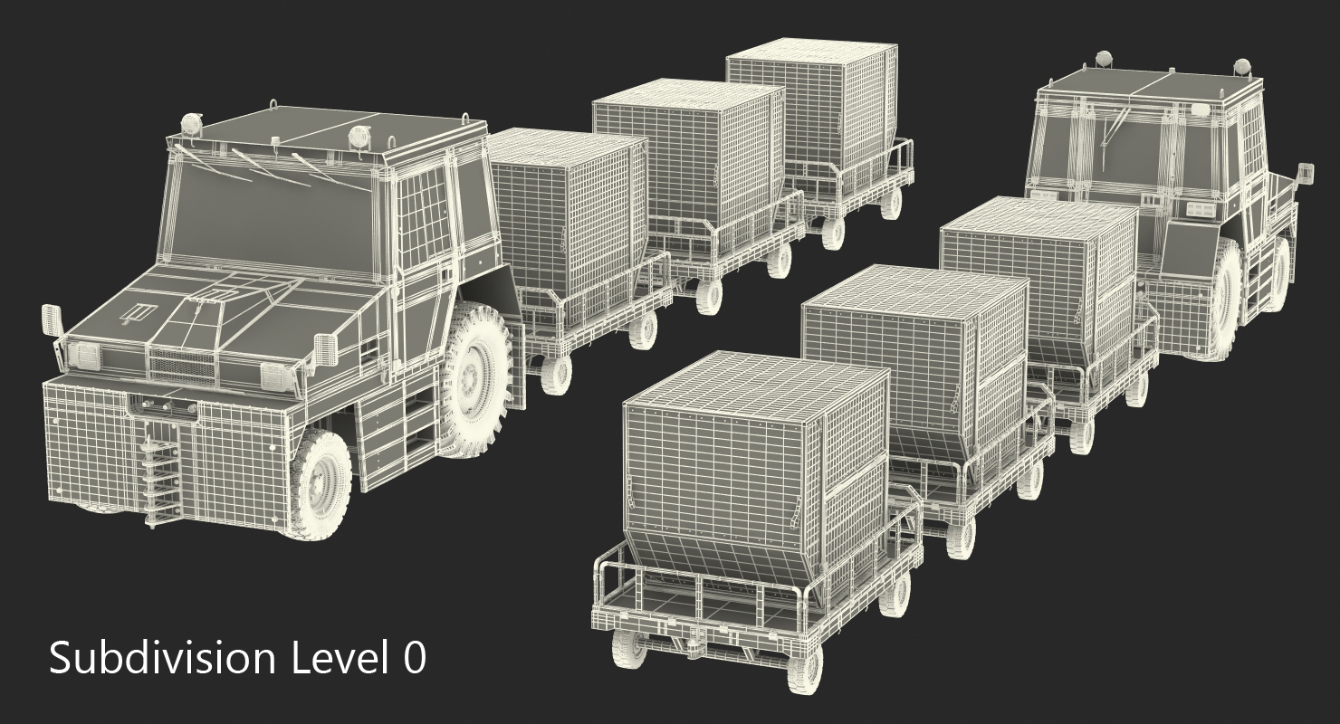 Push Back Tractor Hallam HE50 Carrying Passengers Luggage Rigged 3D model