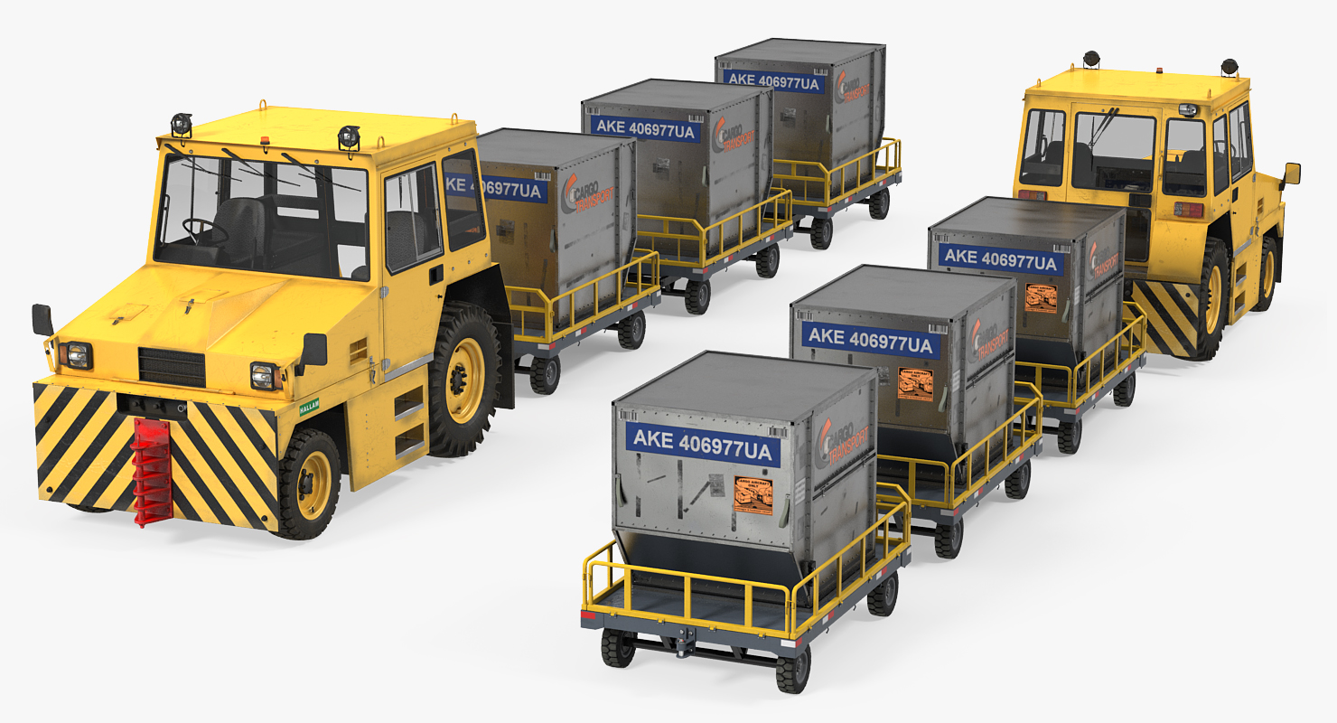 Push Back Tractor Hallam HE50 Carrying Passengers Luggage Rigged 3D model