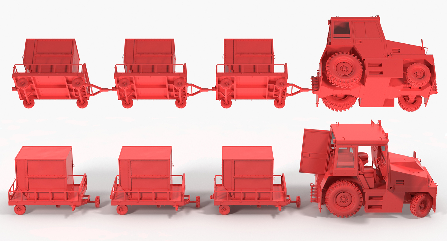 Push Back Tractor Hallam HE50 Carrying Passengers Luggage Rigged 3D model