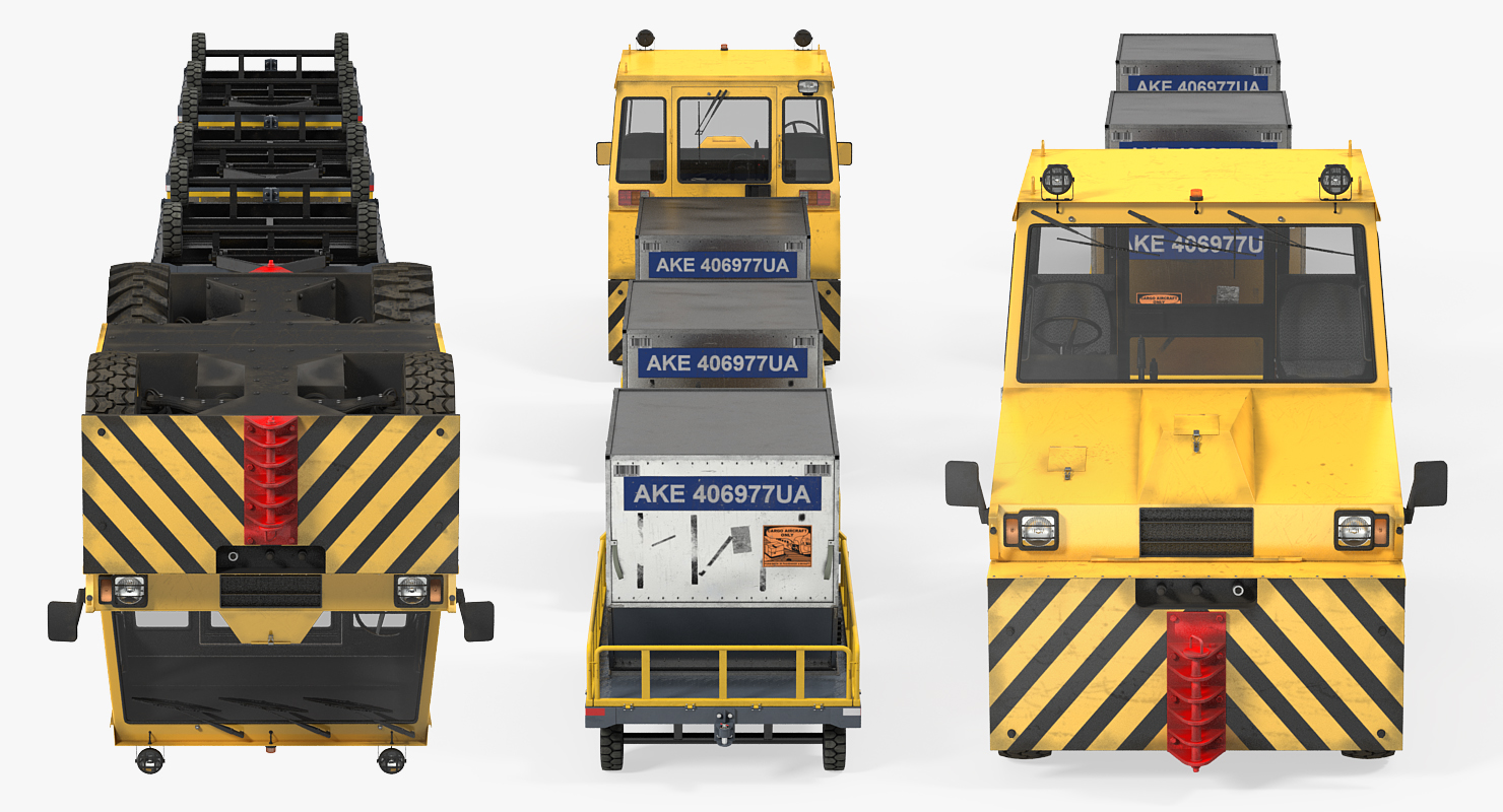 Push Back Tractor Hallam HE50 Carrying Passengers Luggage Rigged 3D model