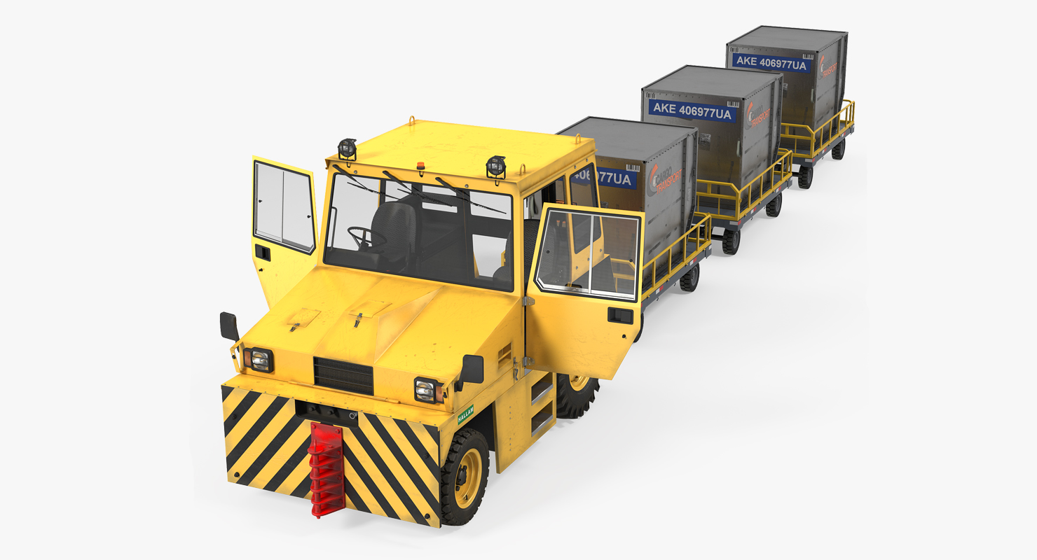 Push Back Tractor Hallam HE50 Carrying Passengers Luggage Rigged 3D model