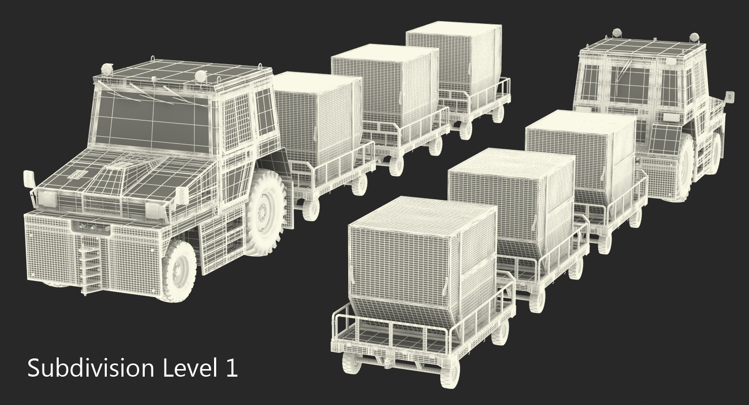 Push Back Tractor Hallam HE50 Carrying Passengers Luggage Rigged 3D model