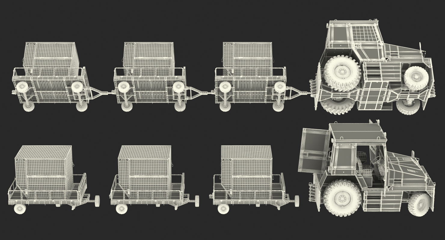 Push Back Tractor Hallam HE50 Carrying Passengers Luggage Rigged 3D model