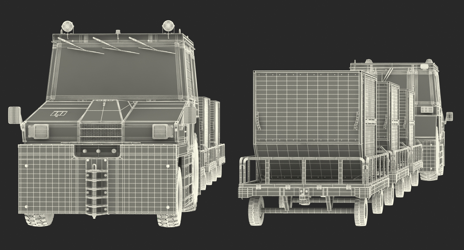 Push Back Tractor Hallam HE50 Carrying Passengers Luggage Rigged 3D model