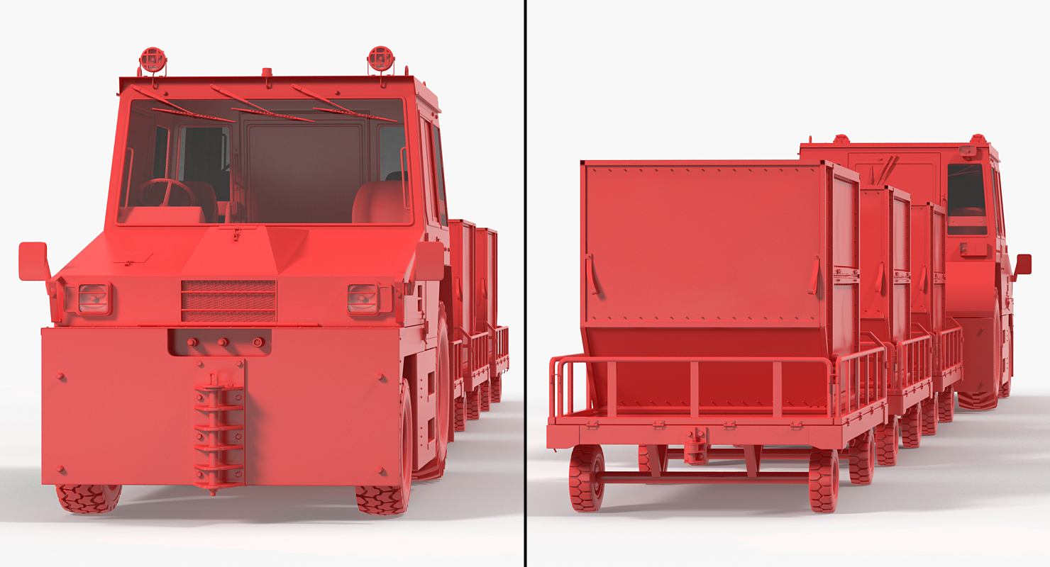 Push Back Tractor Hallam HE50 Carrying Passengers Luggage Rigged 3D model