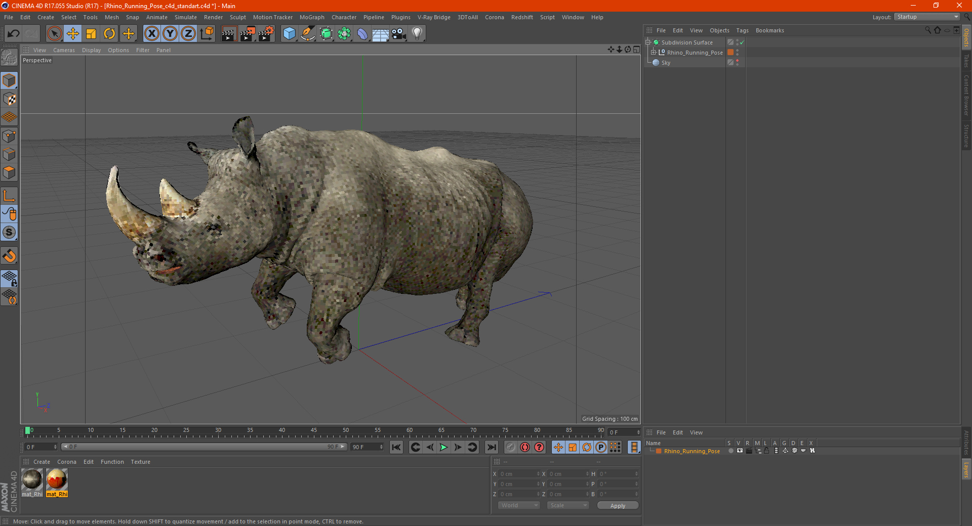 3D Rhino Running Pose model