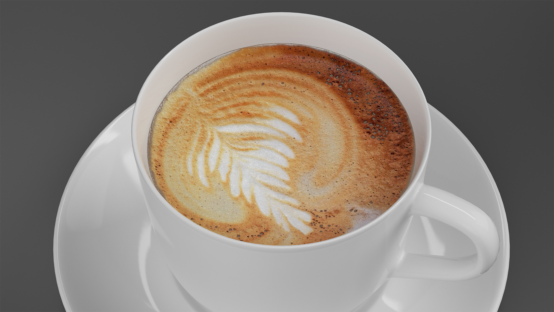 3D model Latte Art Coffee Cup on Saucer