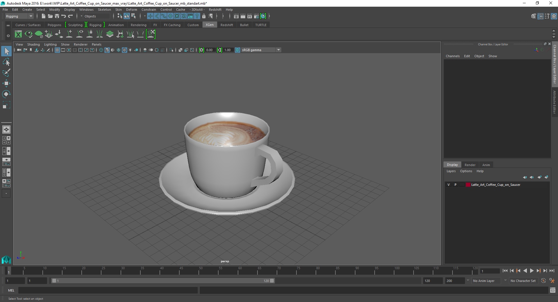 3D model Latte Art Coffee Cup on Saucer