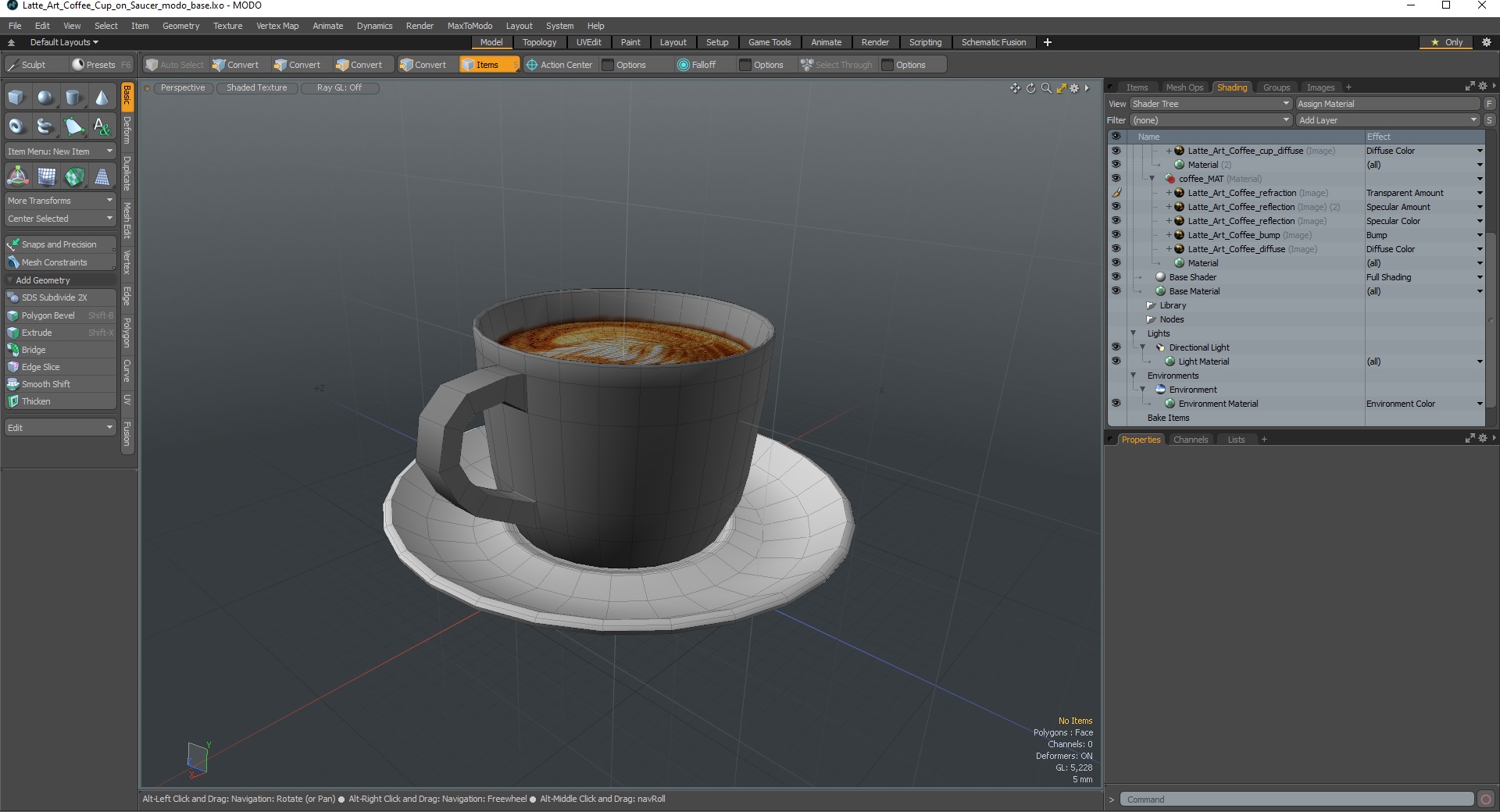 3D model Latte Art Coffee Cup on Saucer
