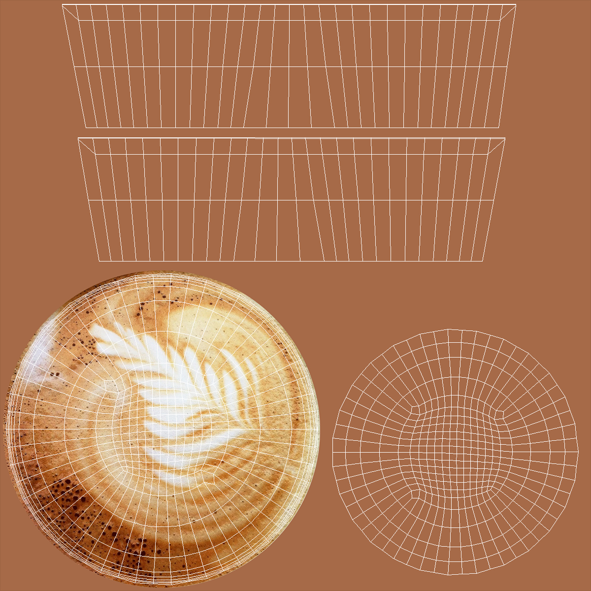 3D model Latte Art Coffee Cup on Saucer