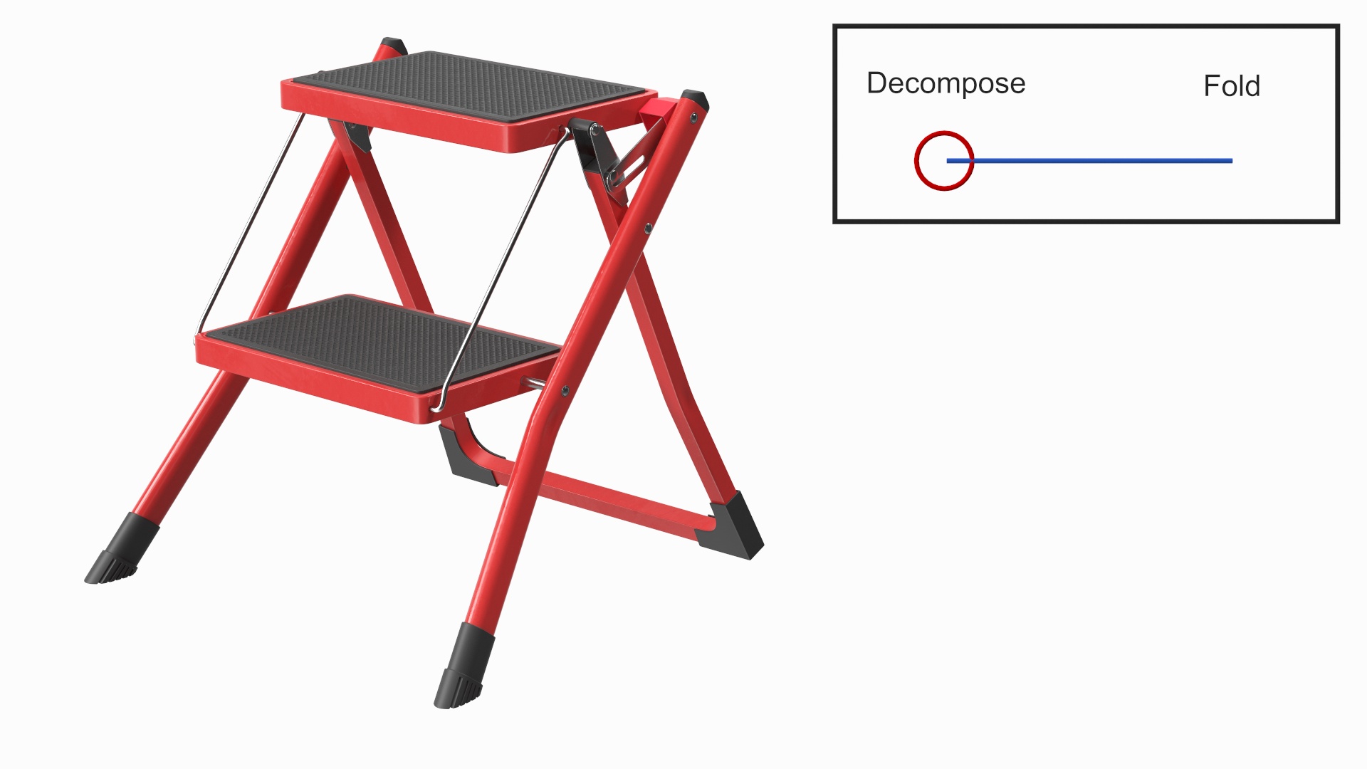 3D Step Stool Red Rigged