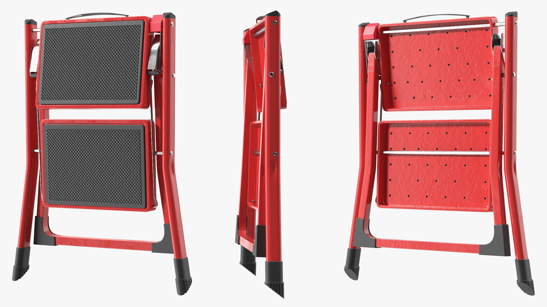 3D Step Stool Red Rigged