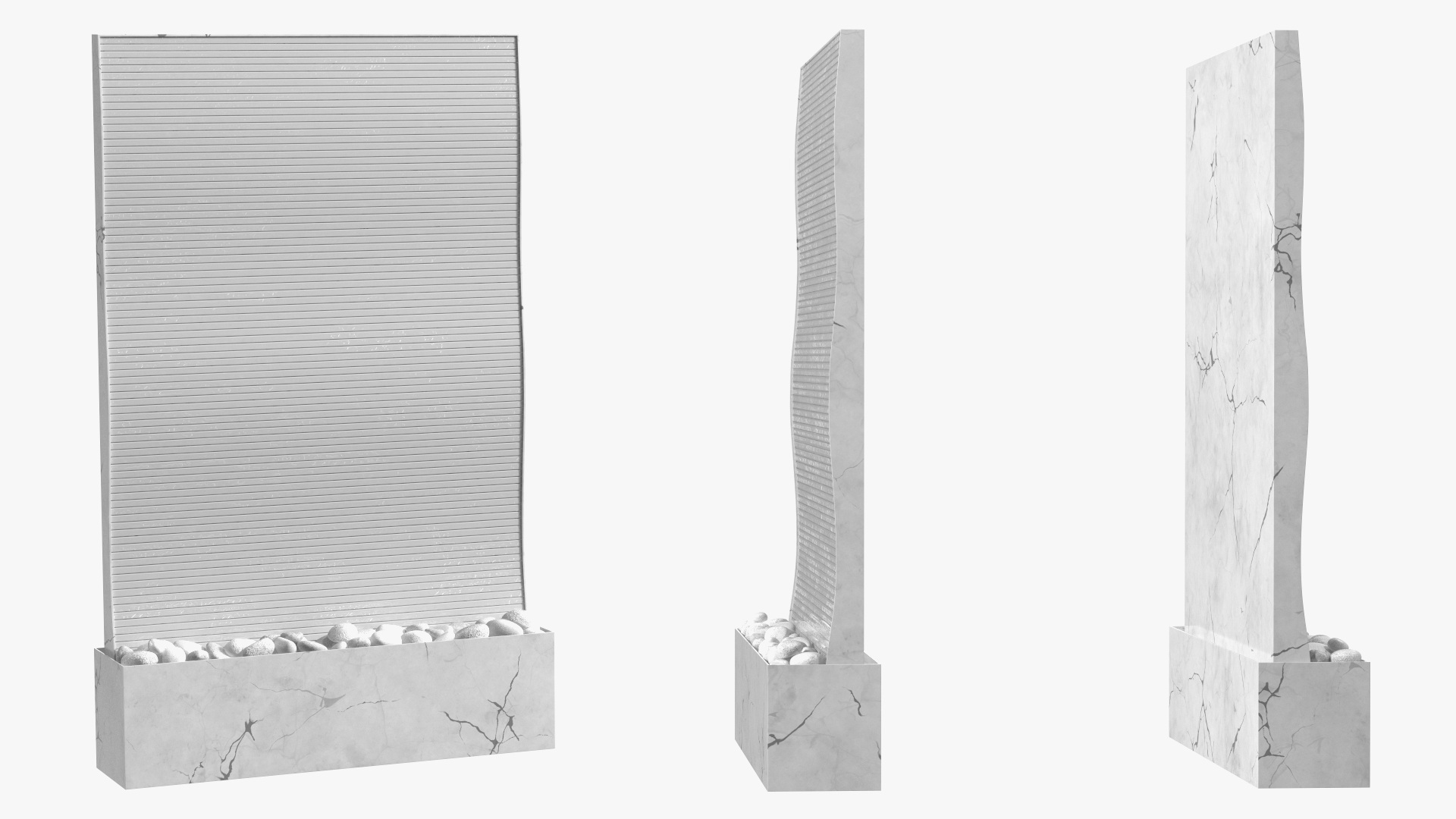 Designer Wall Waterfall White Marble with Water 3D