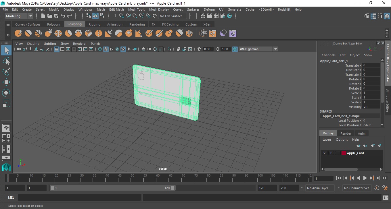 3D model Apple Card