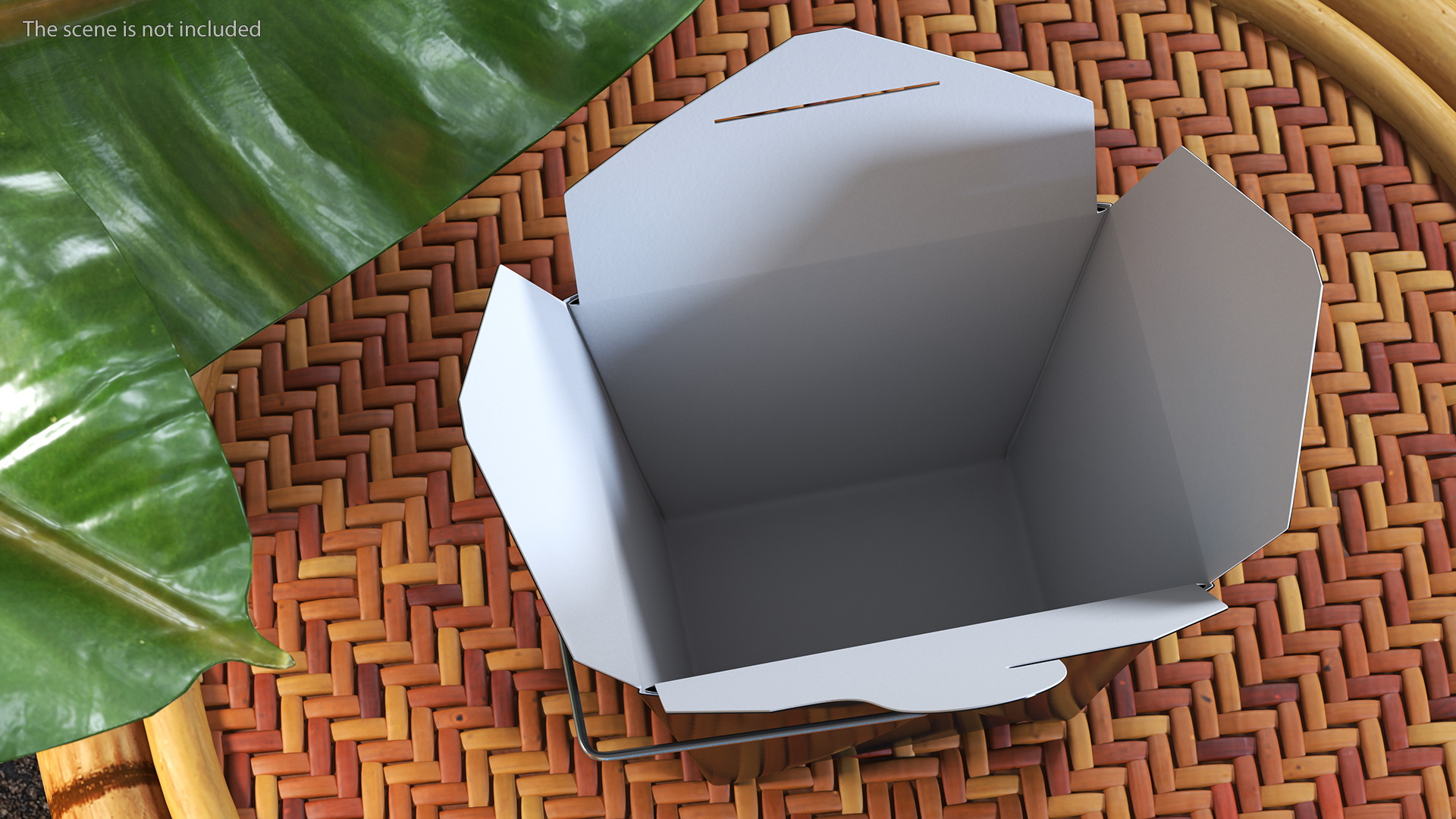Black Paper Chinese Takeout Box 16 Oz Opened 3D model