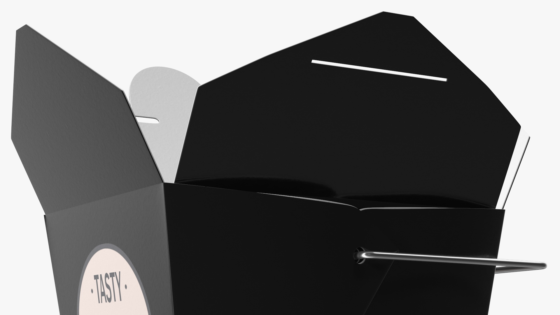 Black Paper Chinese Takeout Box 16 Oz Opened 3D model