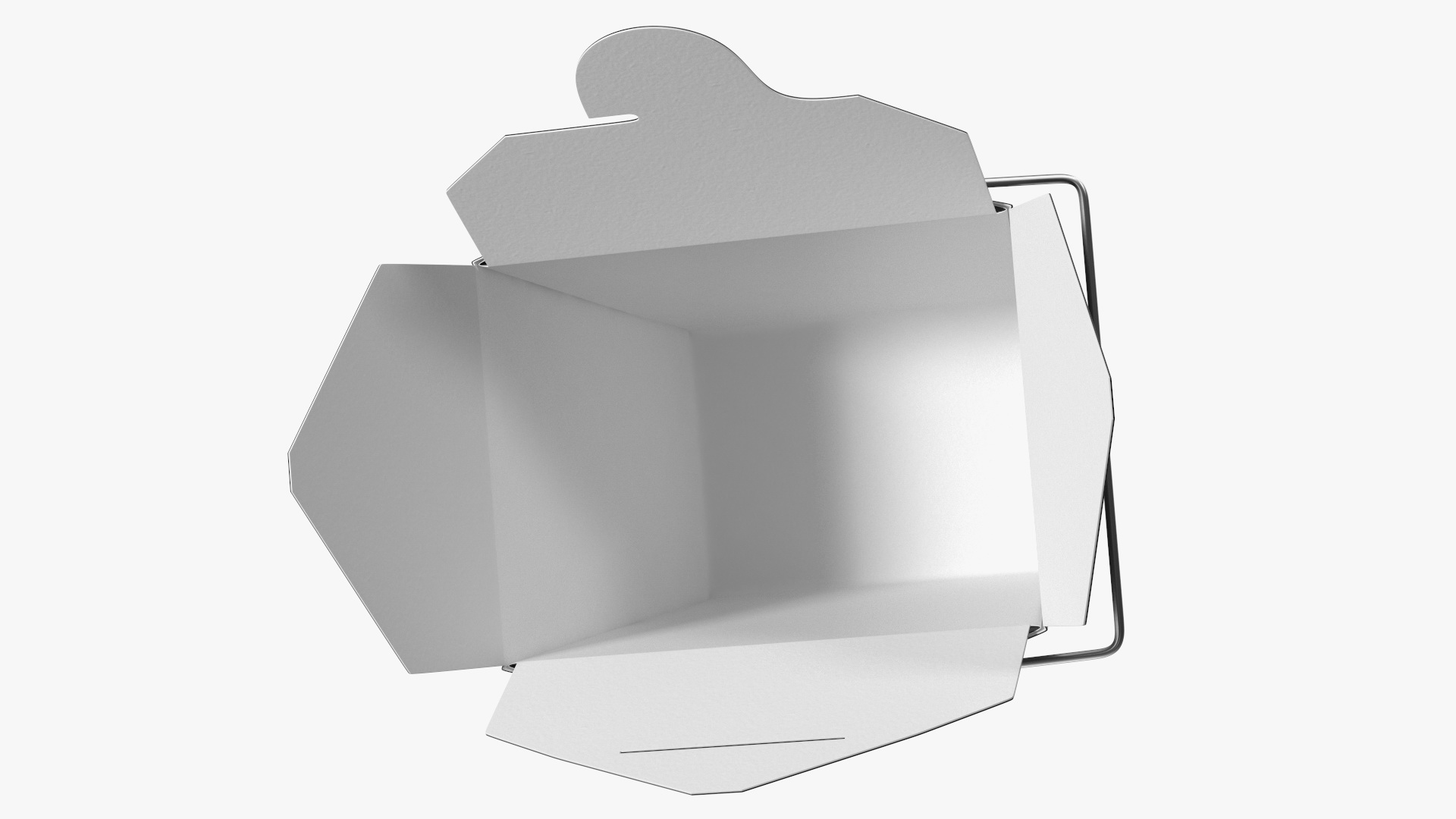Black Paper Chinese Takeout Box 16 Oz Opened 3D model
