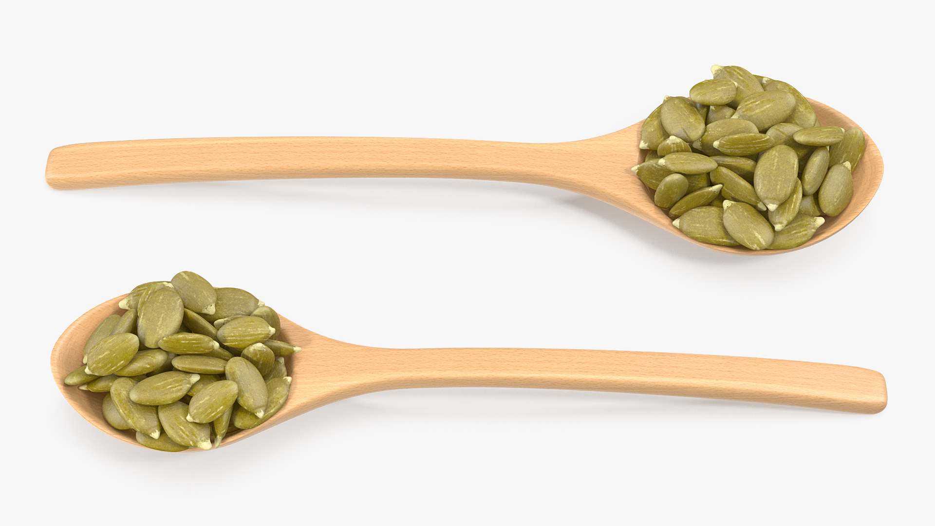3D Wooden Spoon with Peeled Pumpkin Seeds model