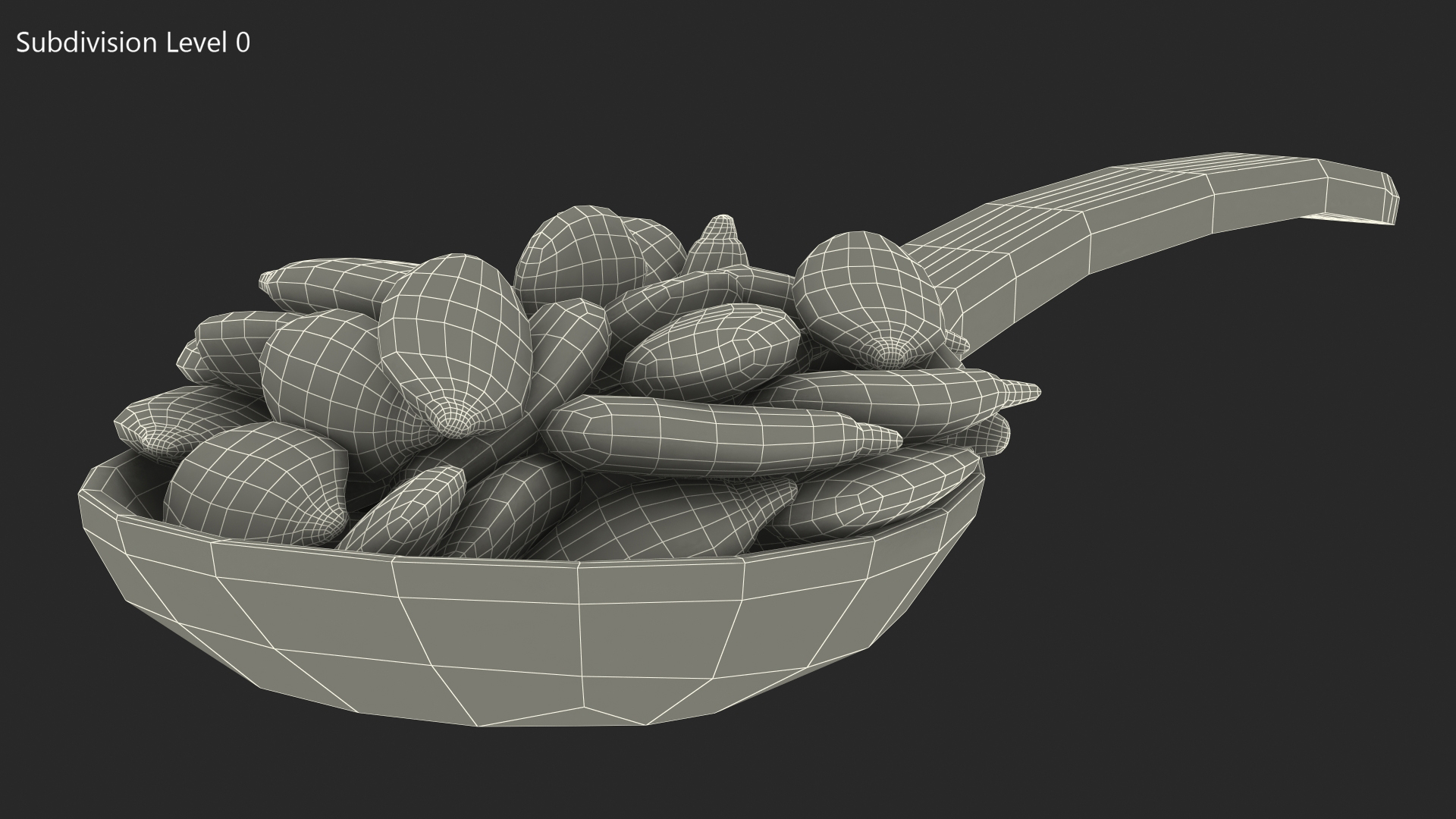 3D Wooden Spoon with Peeled Pumpkin Seeds model