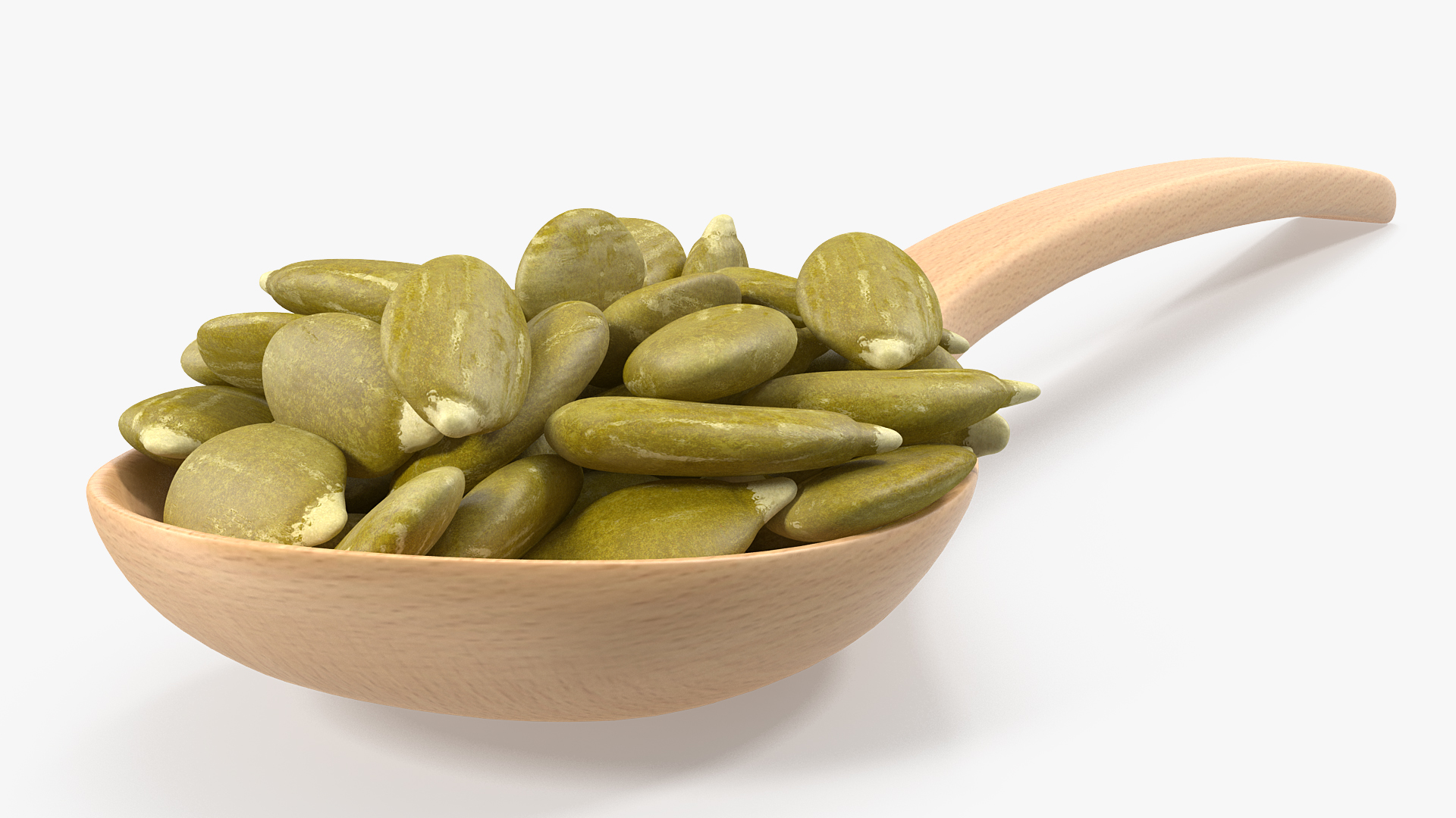 3D Wooden Spoon with Peeled Pumpkin Seeds model