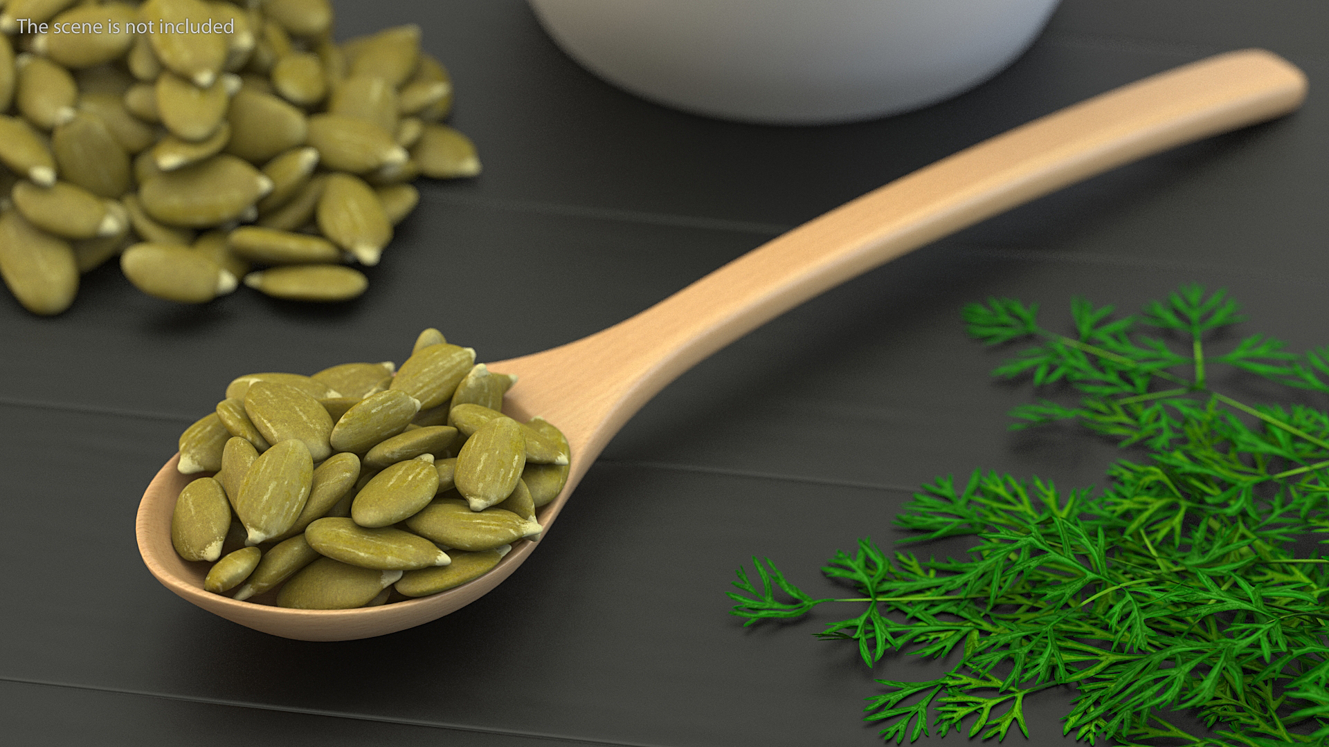 3D Wooden Spoon with Peeled Pumpkin Seeds model
