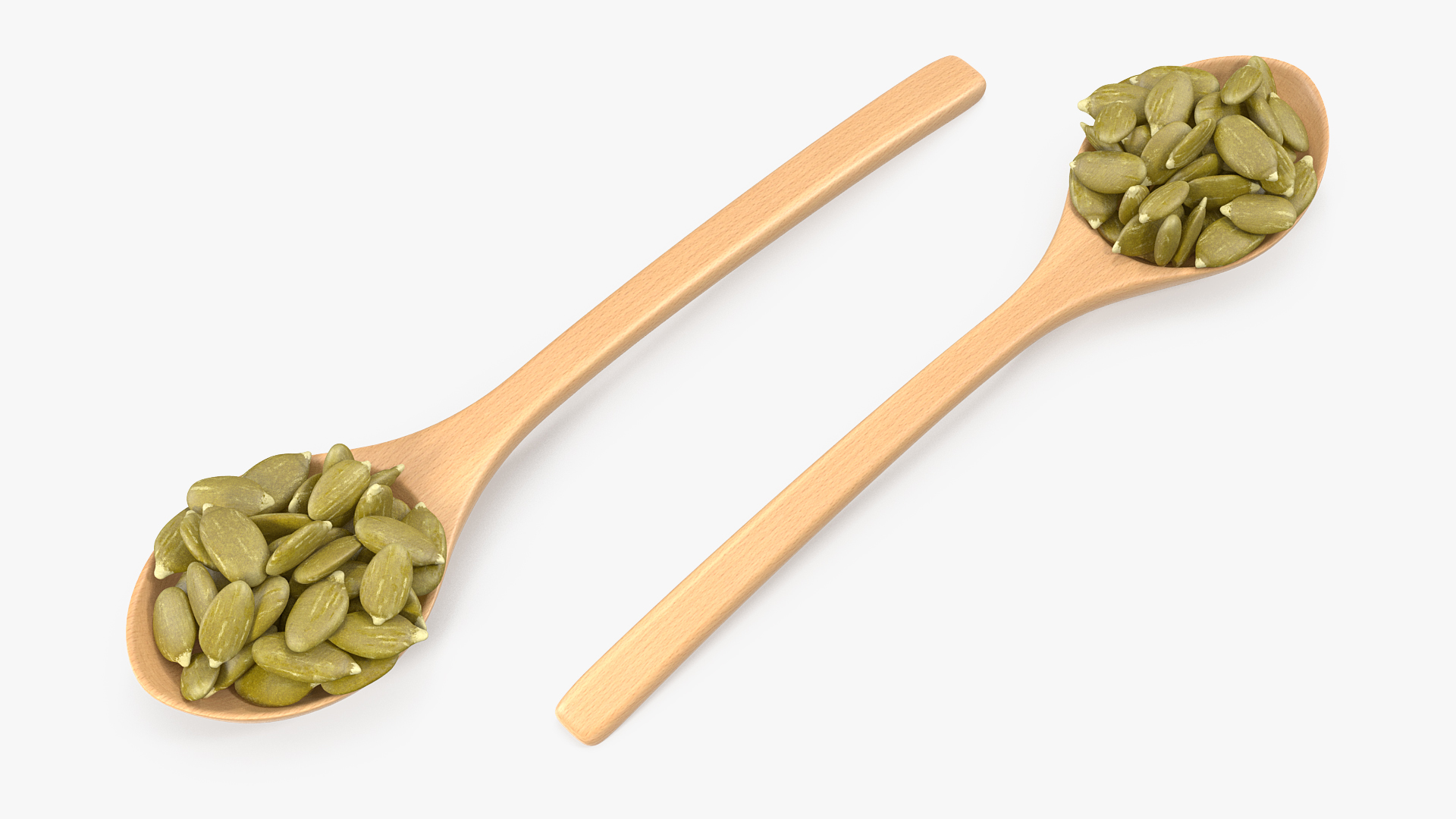 3D Wooden Spoon with Peeled Pumpkin Seeds model
