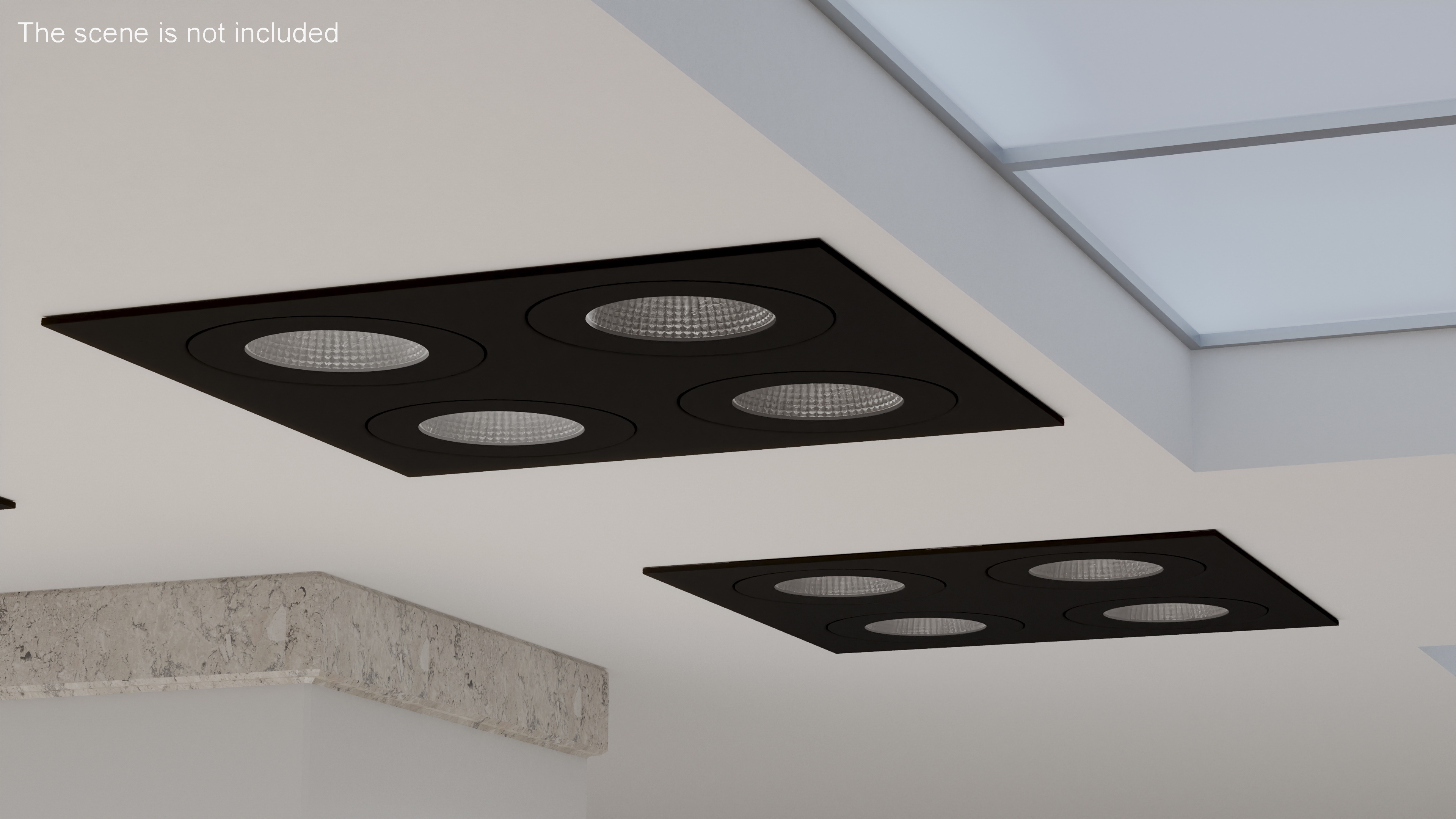 3D Recessed Modular Ceiling Luminaire 4 Light Black model