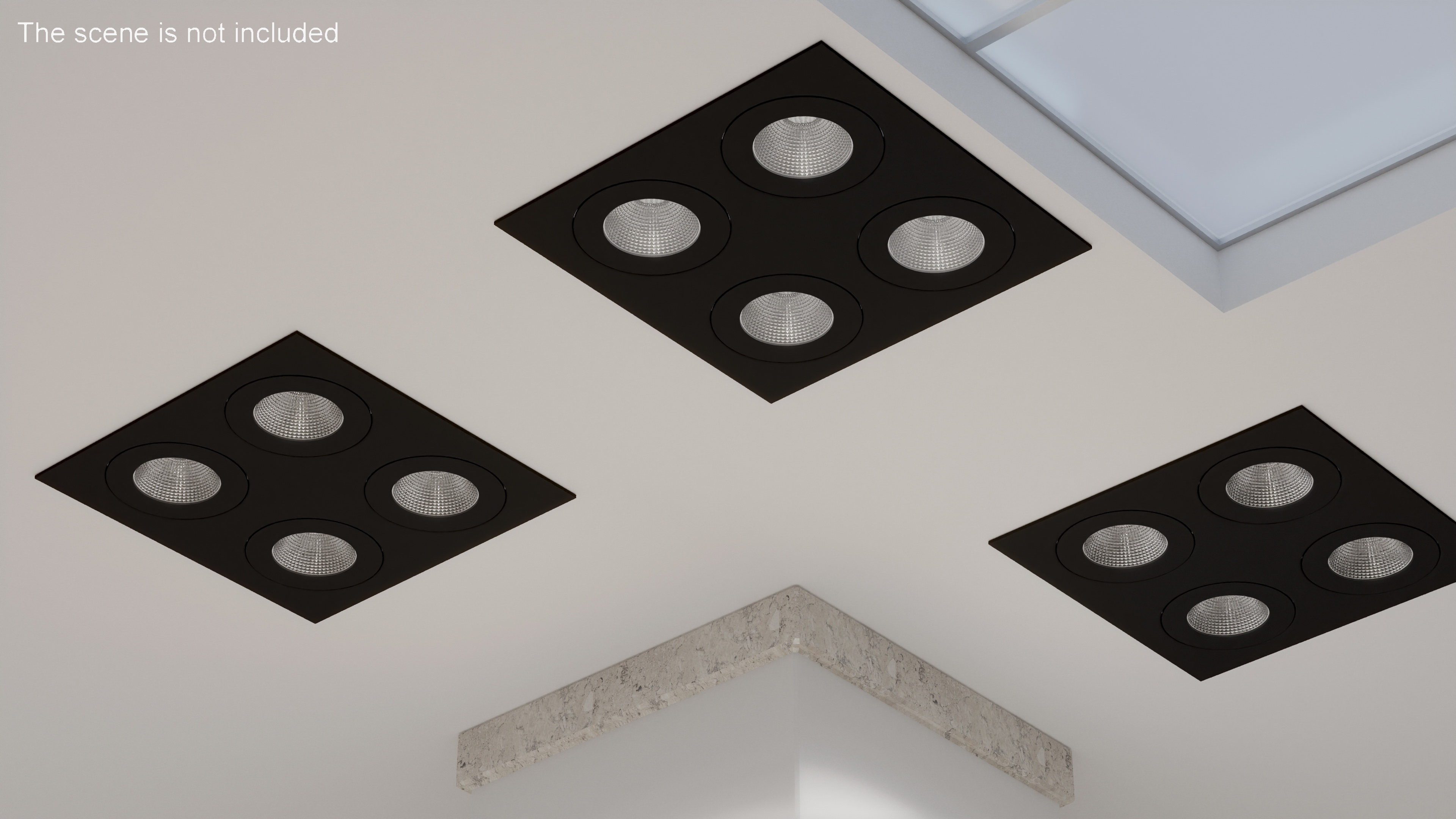 3D Recessed Modular Ceiling Luminaire 4 Light Black model