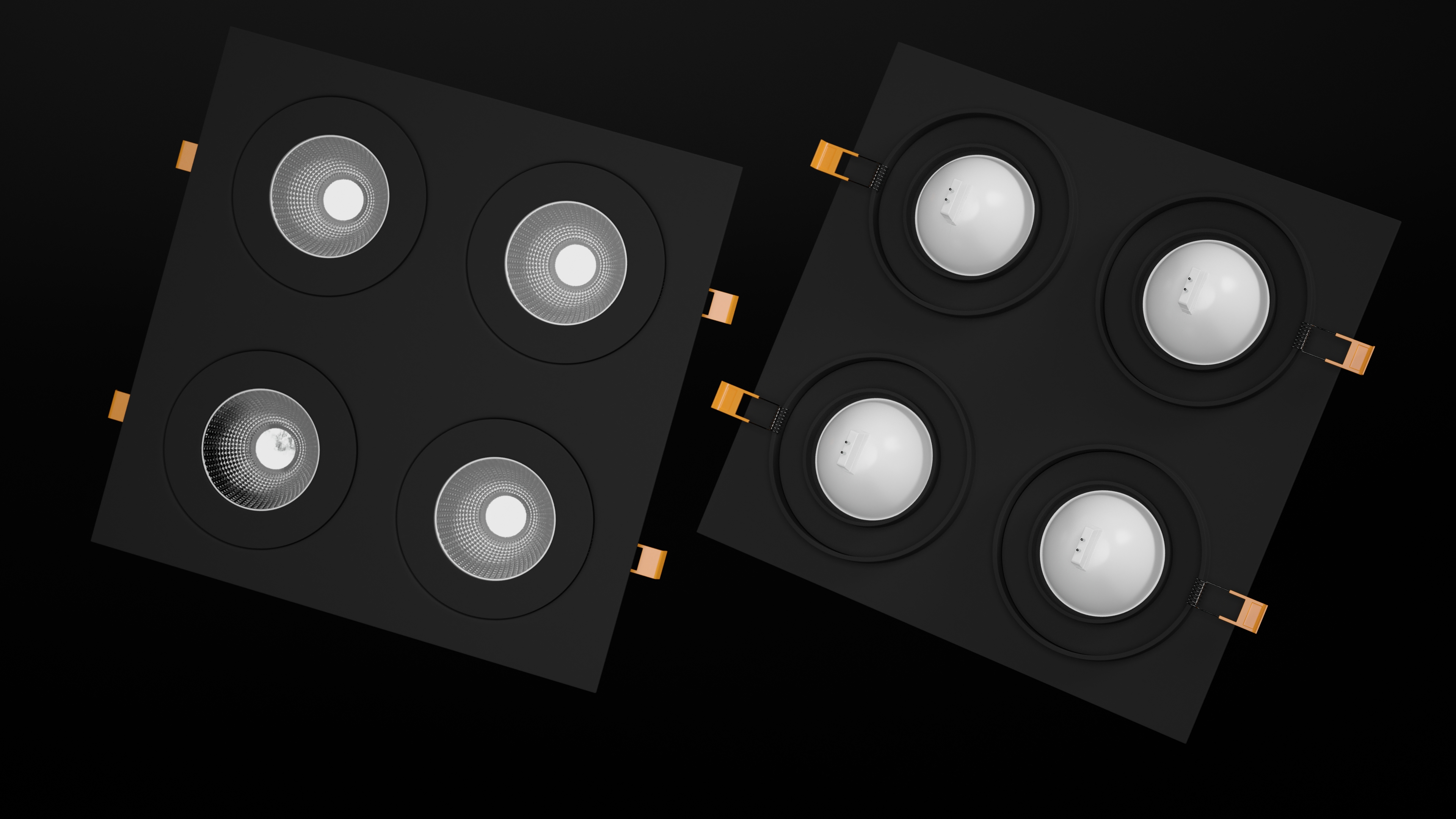 3D Recessed Modular Ceiling Luminaire 4 Light Black model