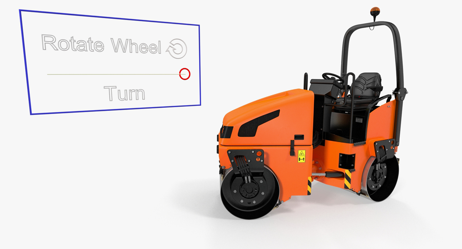 3D Tandem Vibratory Roller Generic Rigged model