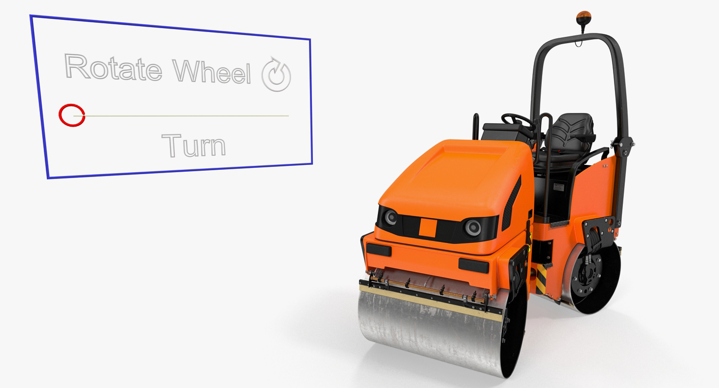 3D Tandem Vibratory Roller Generic Rigged model