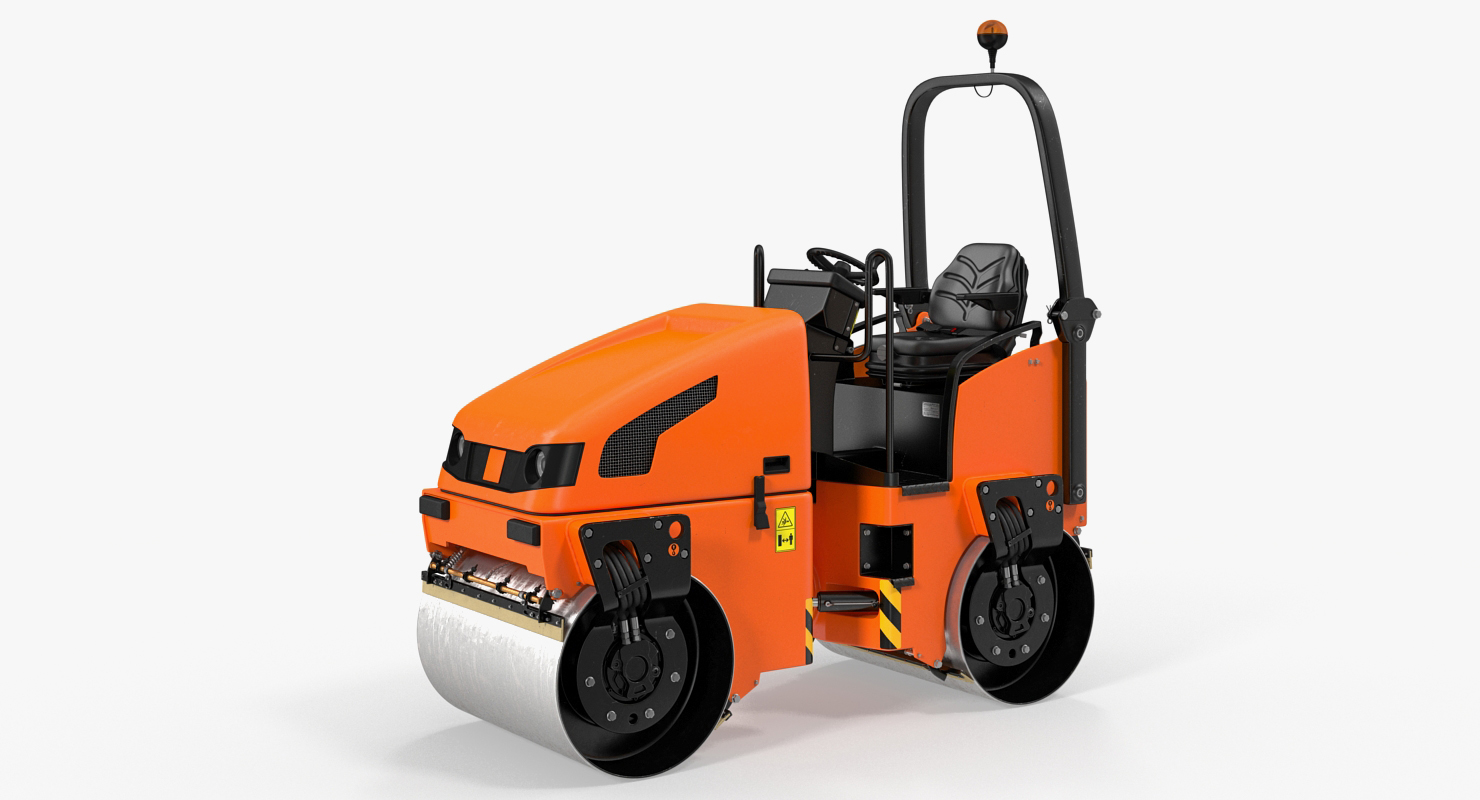 3D Tandem Vibratory Roller Generic Rigged model