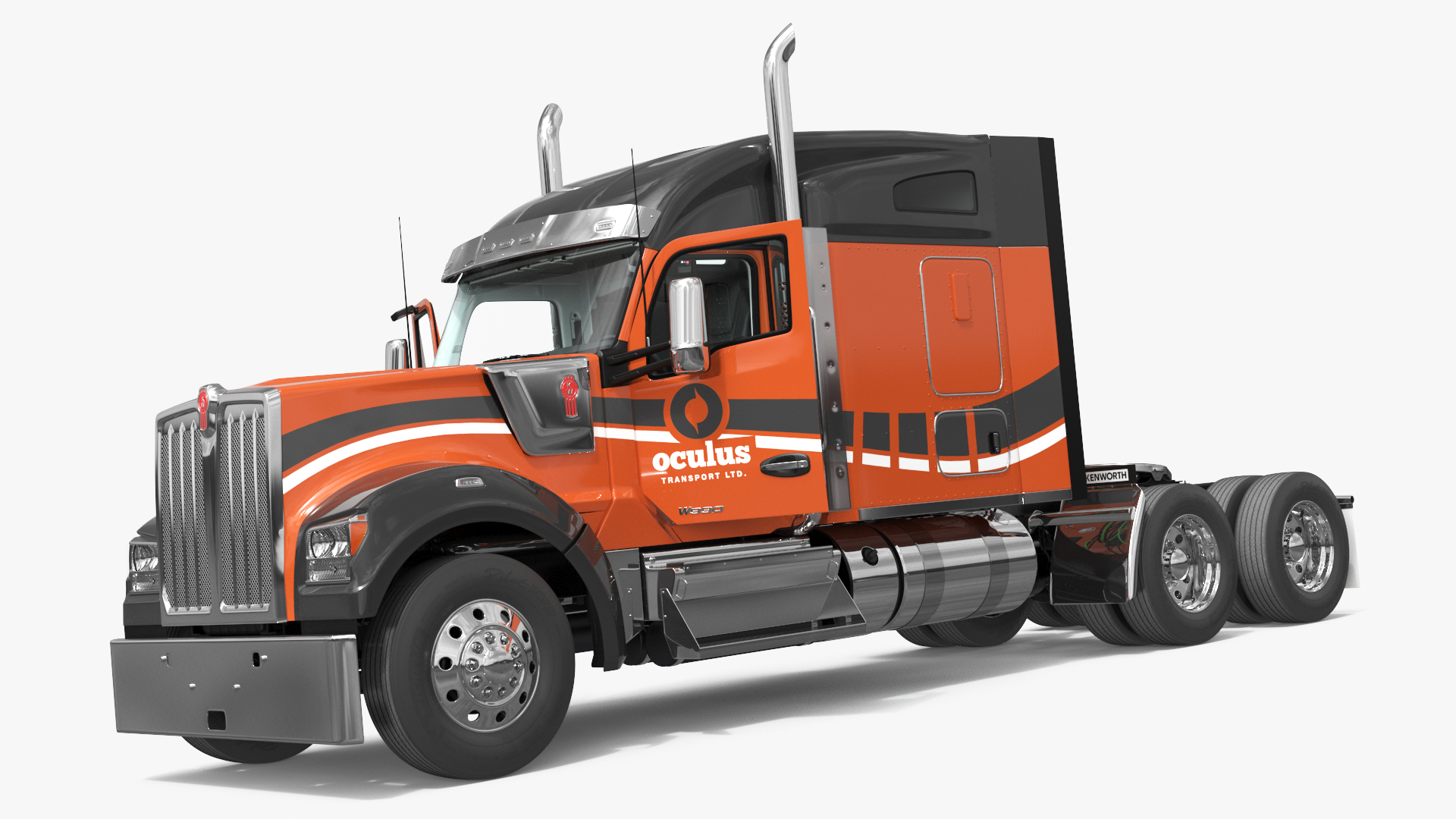 Kenworth W990 Sleeper Cab Orange Rigged - view 5