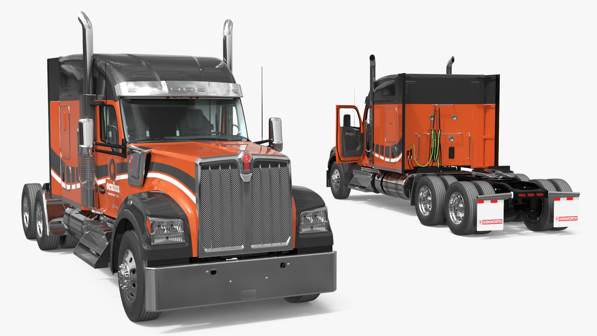 Kenworth W990 Sleeper Cab Orange Rigged - view 4